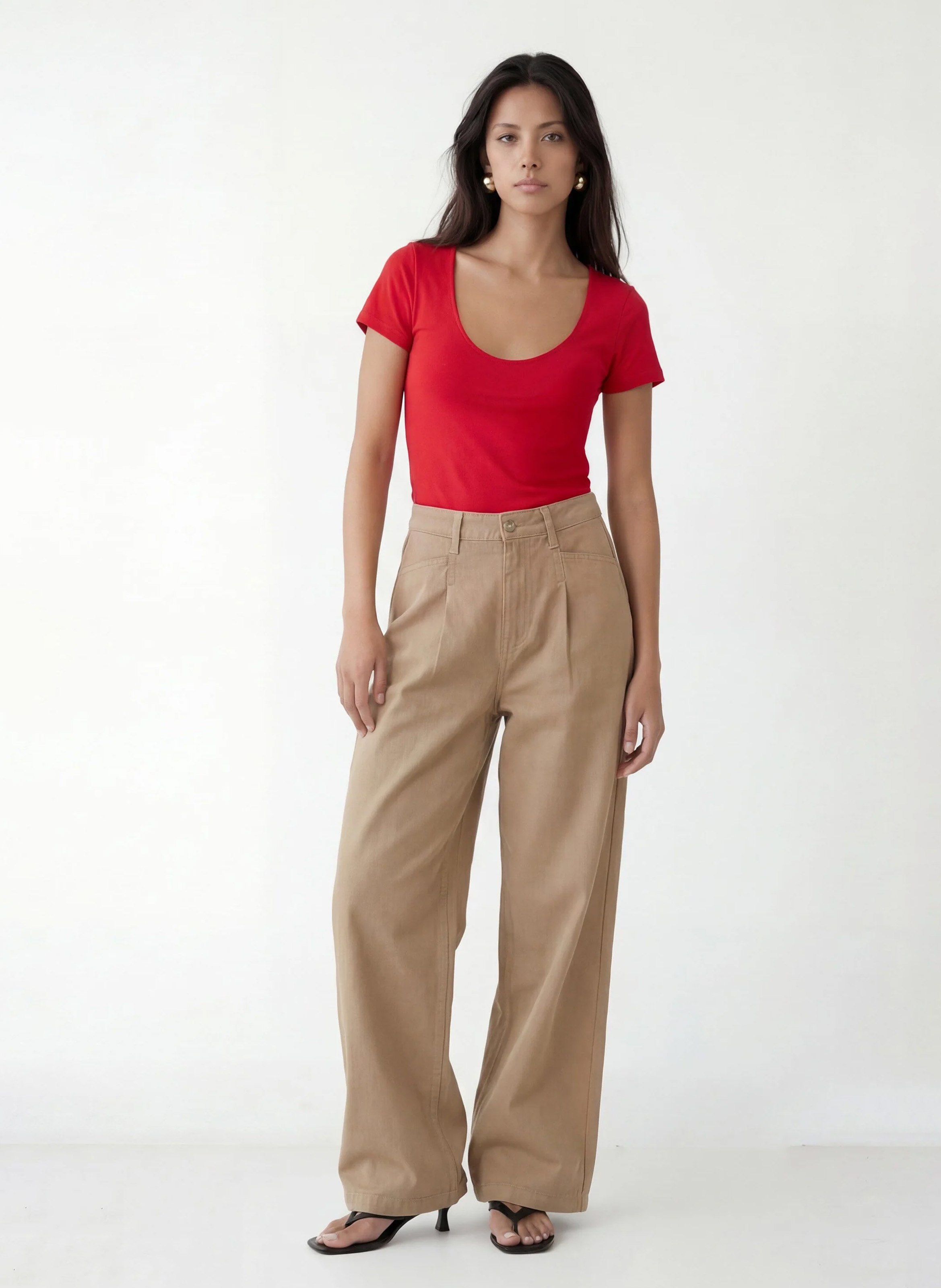 Jean large en coton mélangé KOOKAI Marron