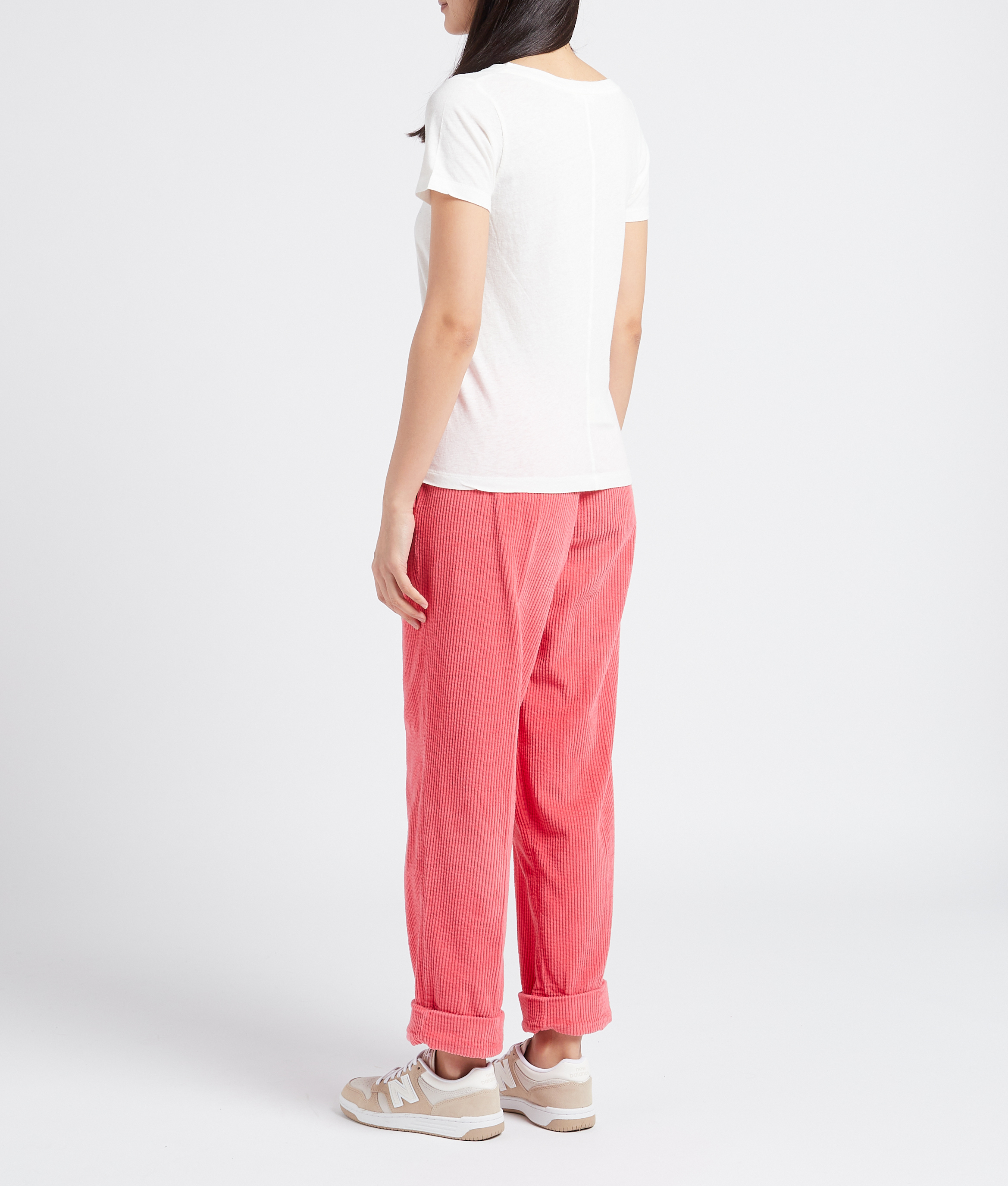 Baumwoll-T-Shirt mit V-Ausschnitt AMERICAN VINTAGE Weiss