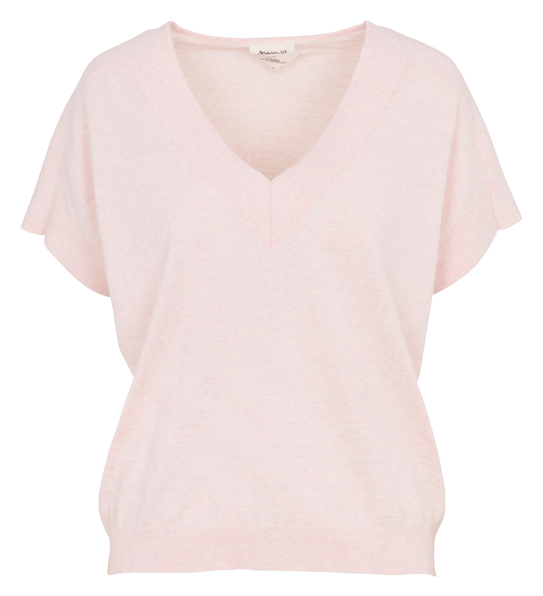 Oversized V-hals top in katoen MAISON 123 Roze