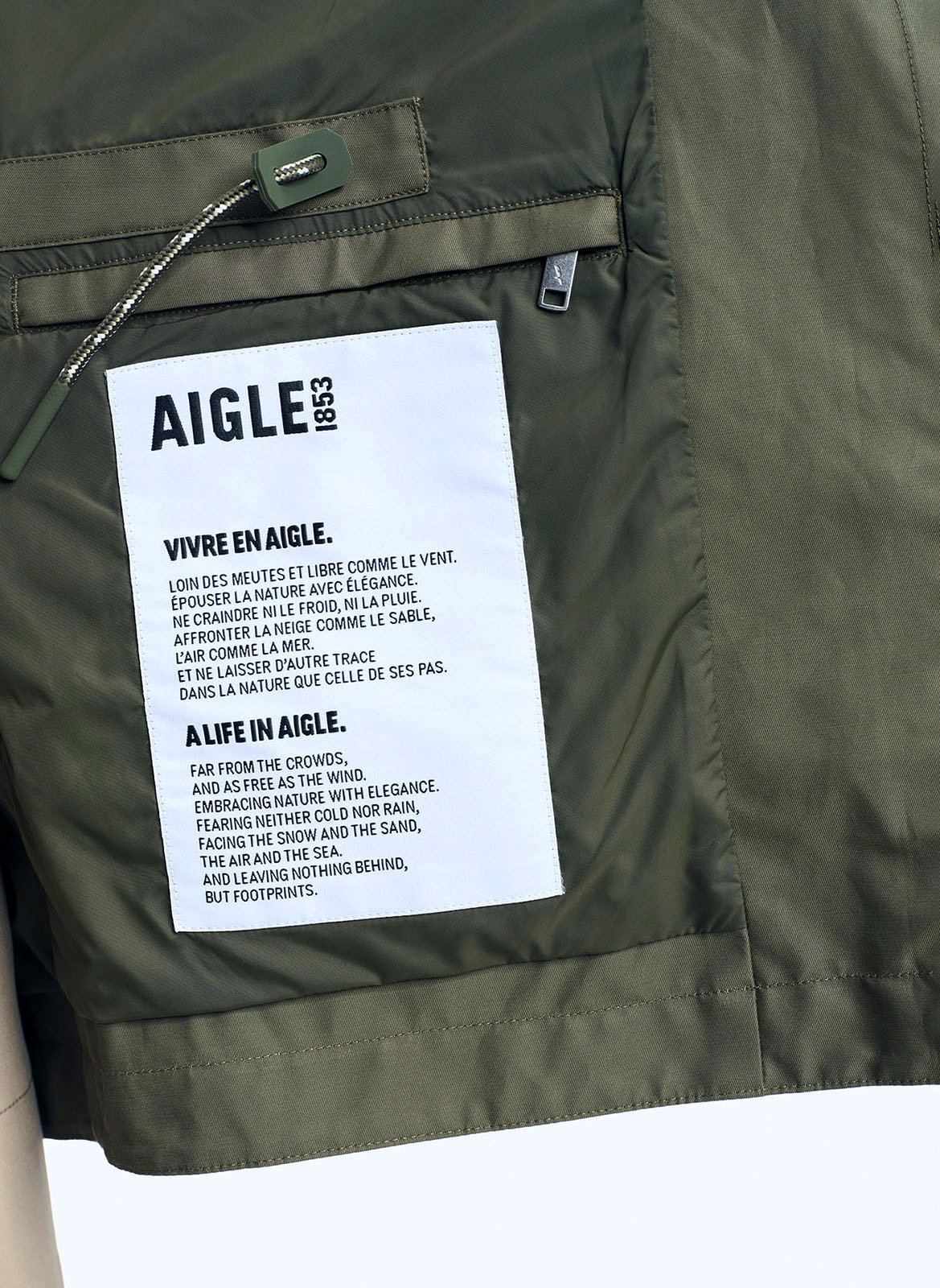 Waterproof parka with high collar in blended cotton AIGLE Khaki