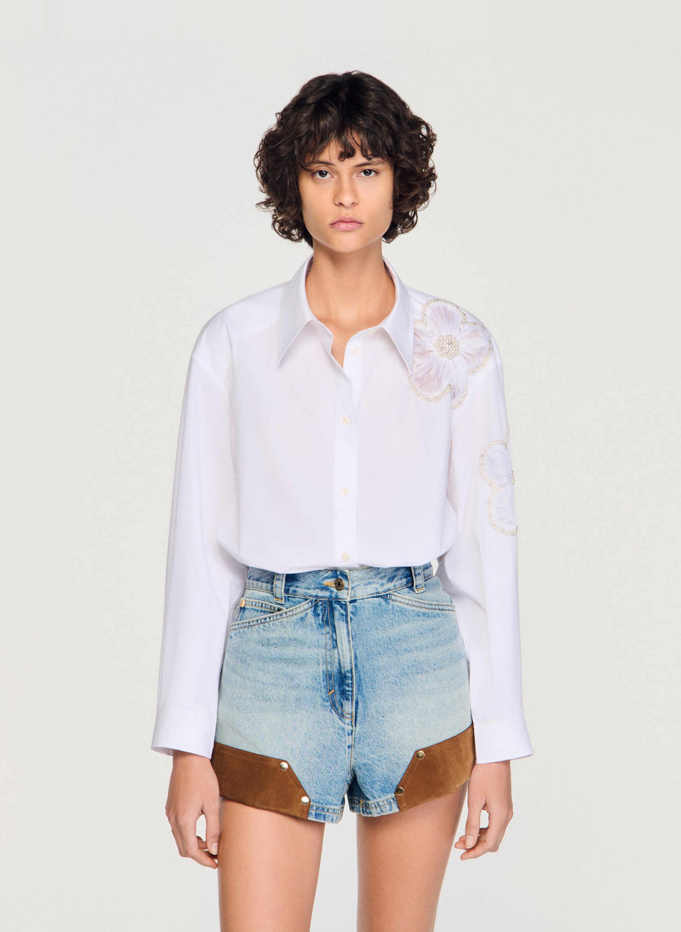 Oversized blouse met klassieke kraag SANDRO Wit