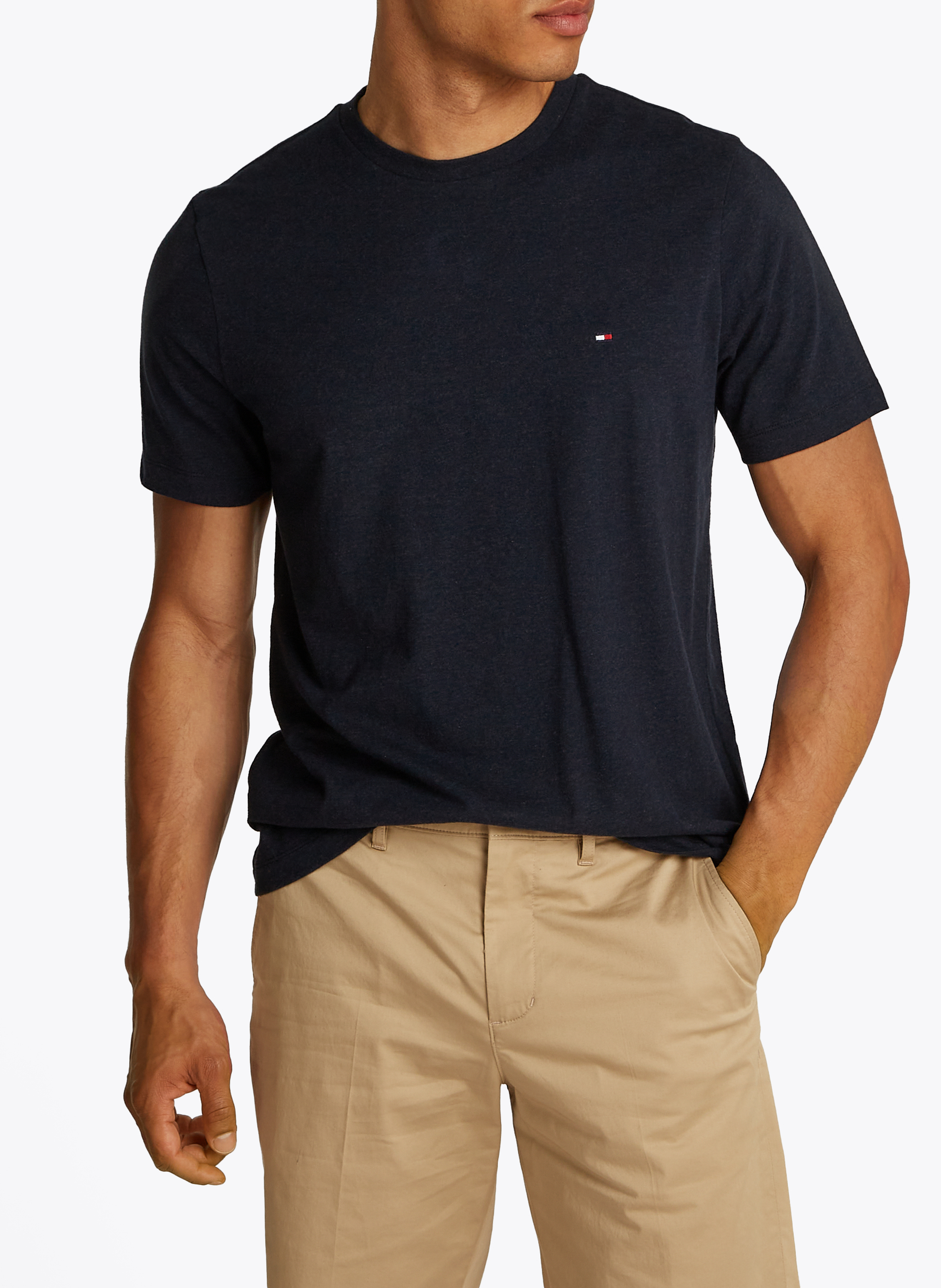 T-Shirt aus melierter Baumwolle TOMMY HILFIGER Blau
