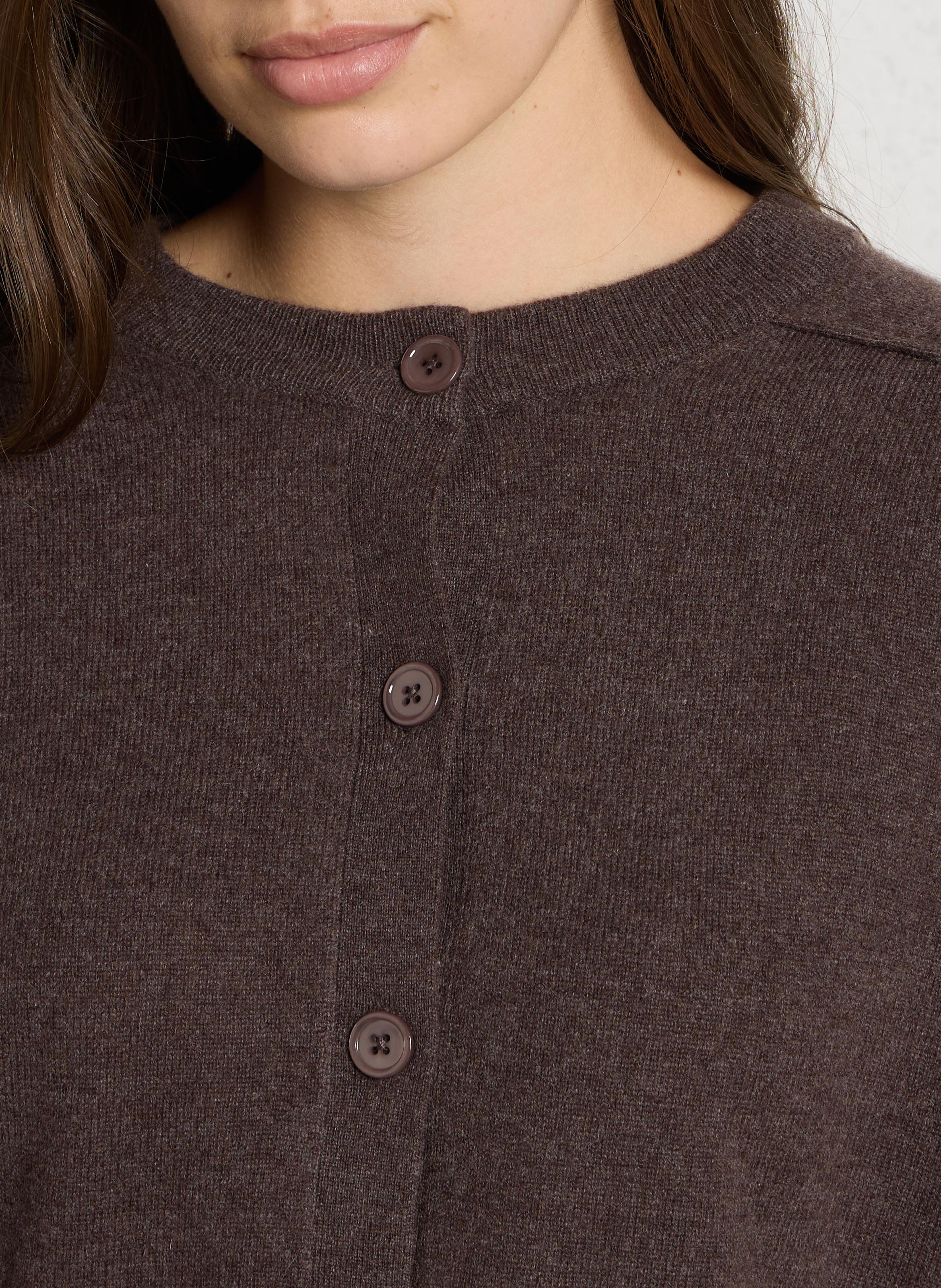 Long-sleeve cashmere cardigan MAJESTIC FILATURES Brown