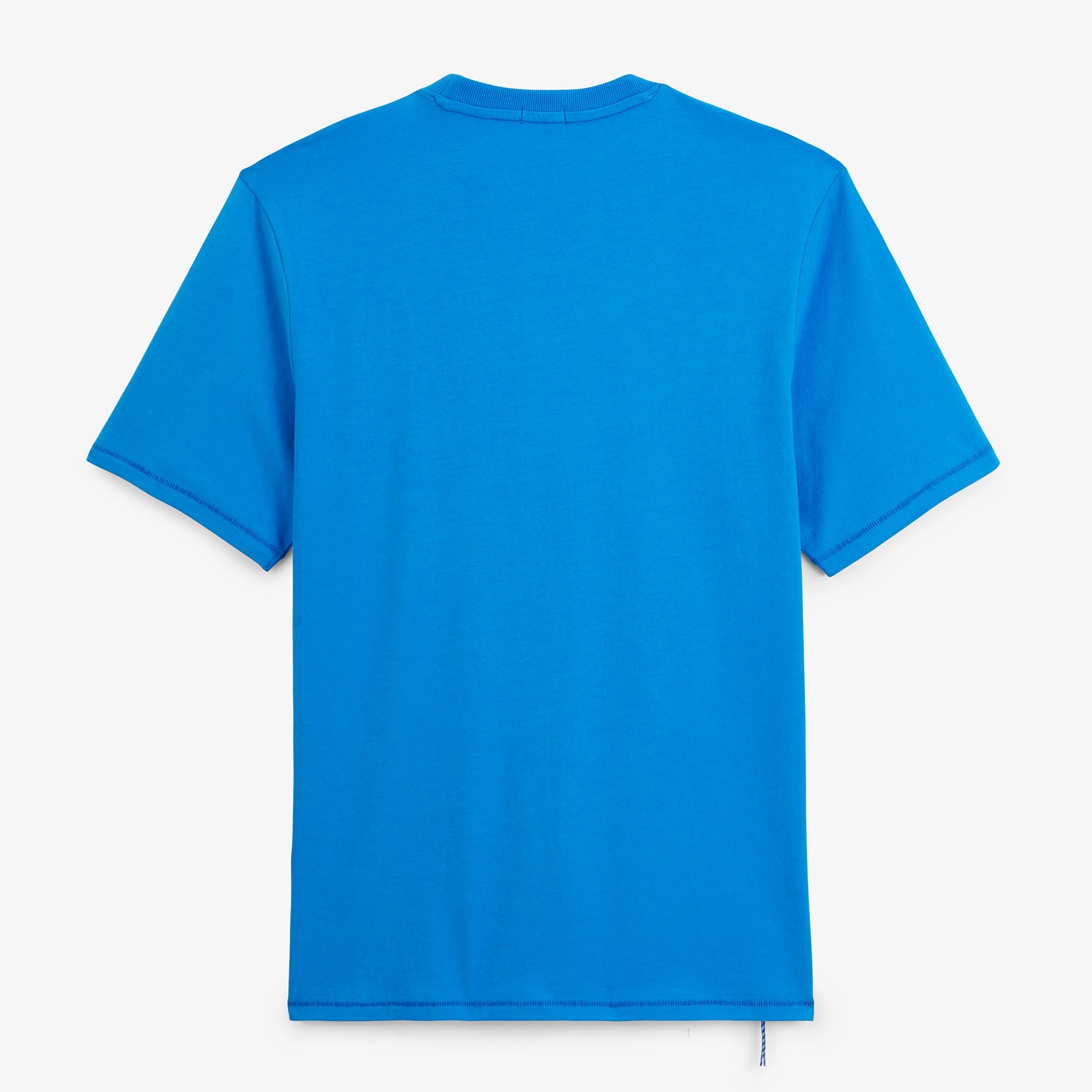 Short-sleeve round neck t-shirt with loop badge. SERGE BLANCO Blue