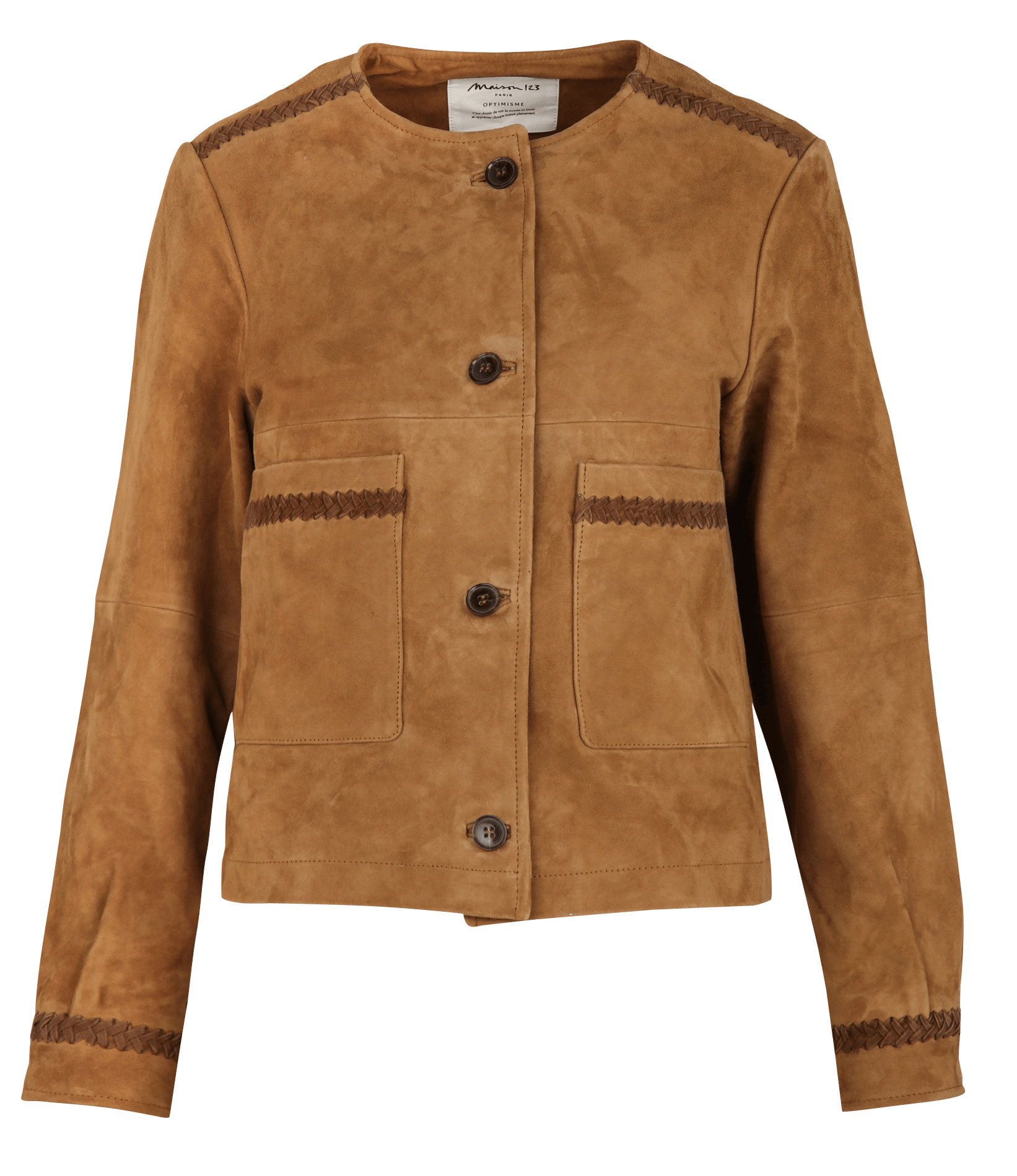 Veste droite en cuir suédé  MAISON 123 Beige
