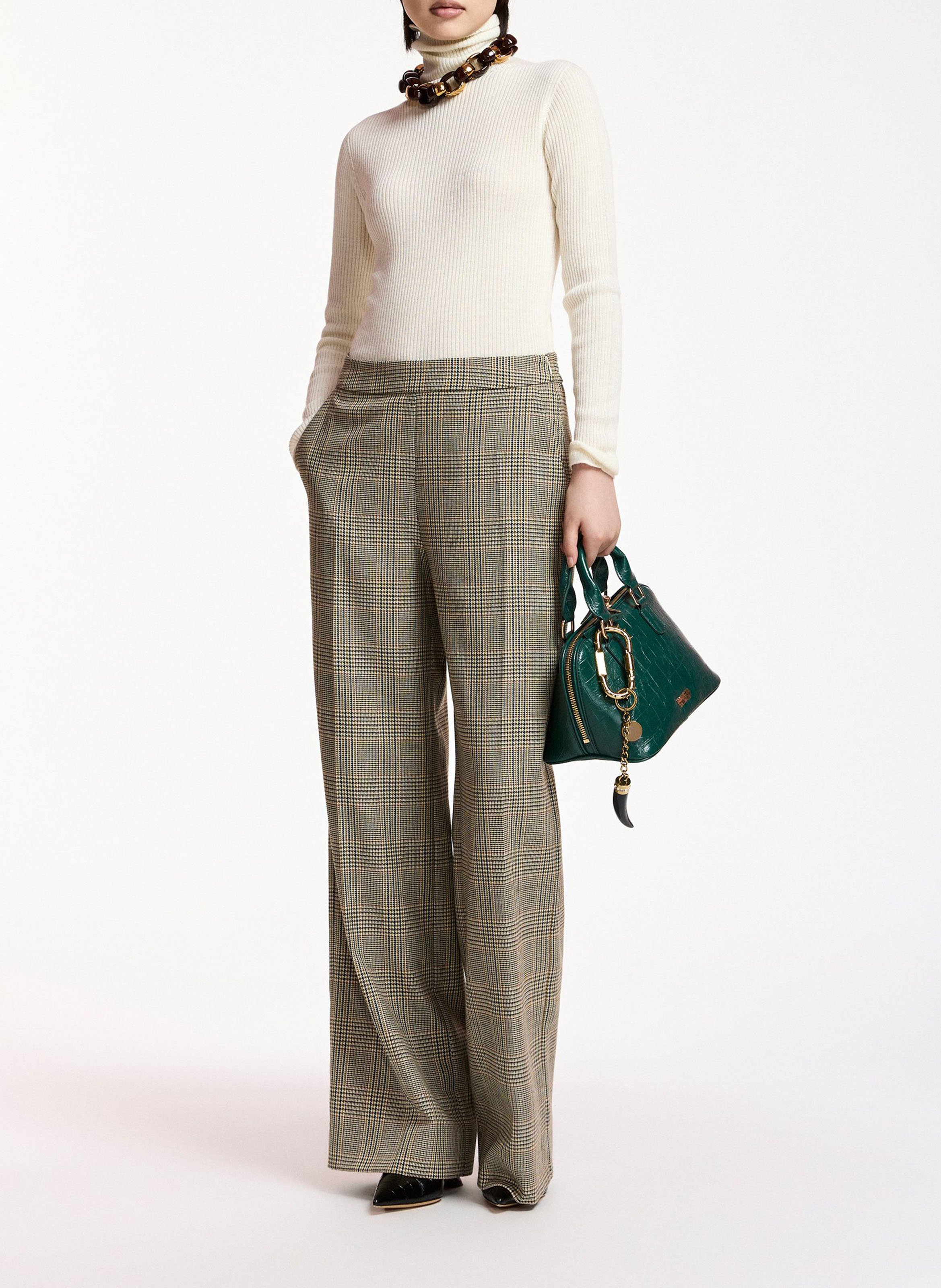 Checked straight-leg pants ESSENTIEL ANTWERP Brown