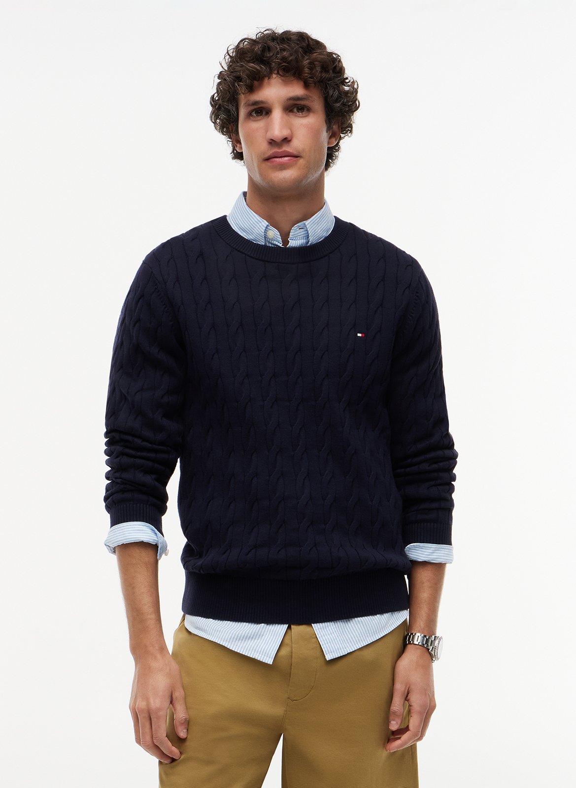 Straight organic cotton round-neck sweater TOMMY HILFIGER