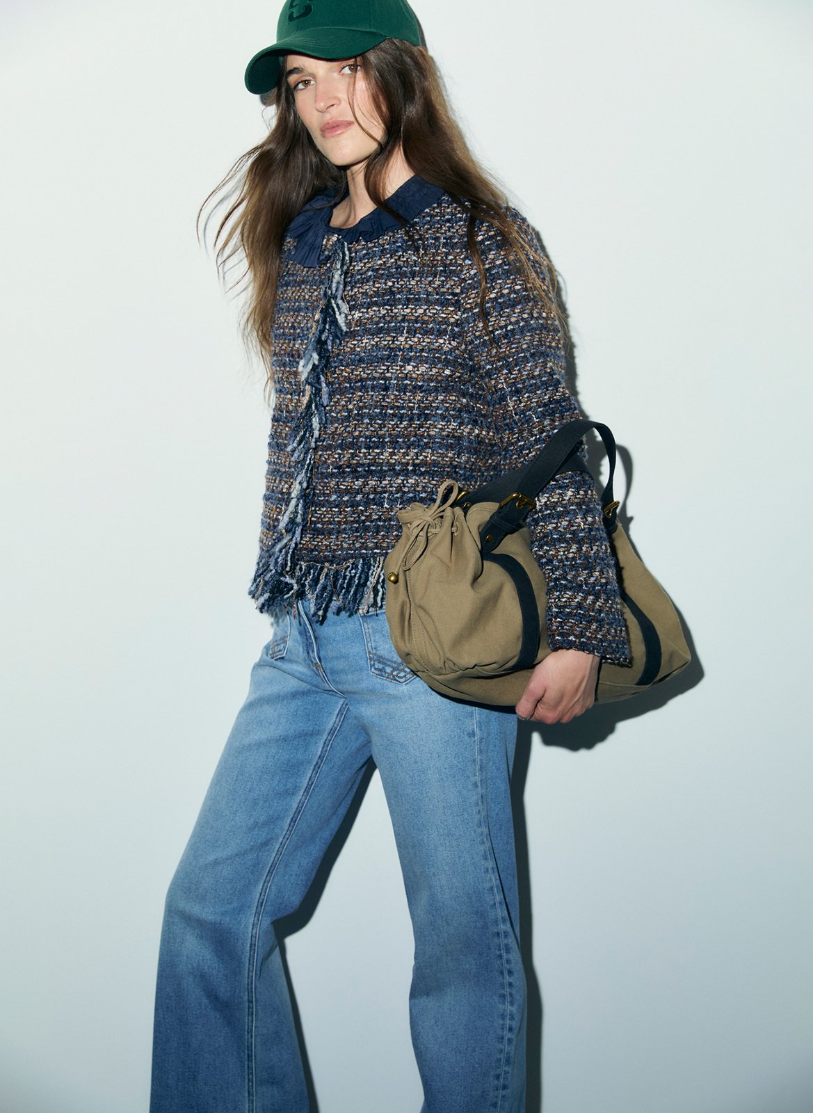 Straight round-neck tweed jacket GERARD DAREL Blue