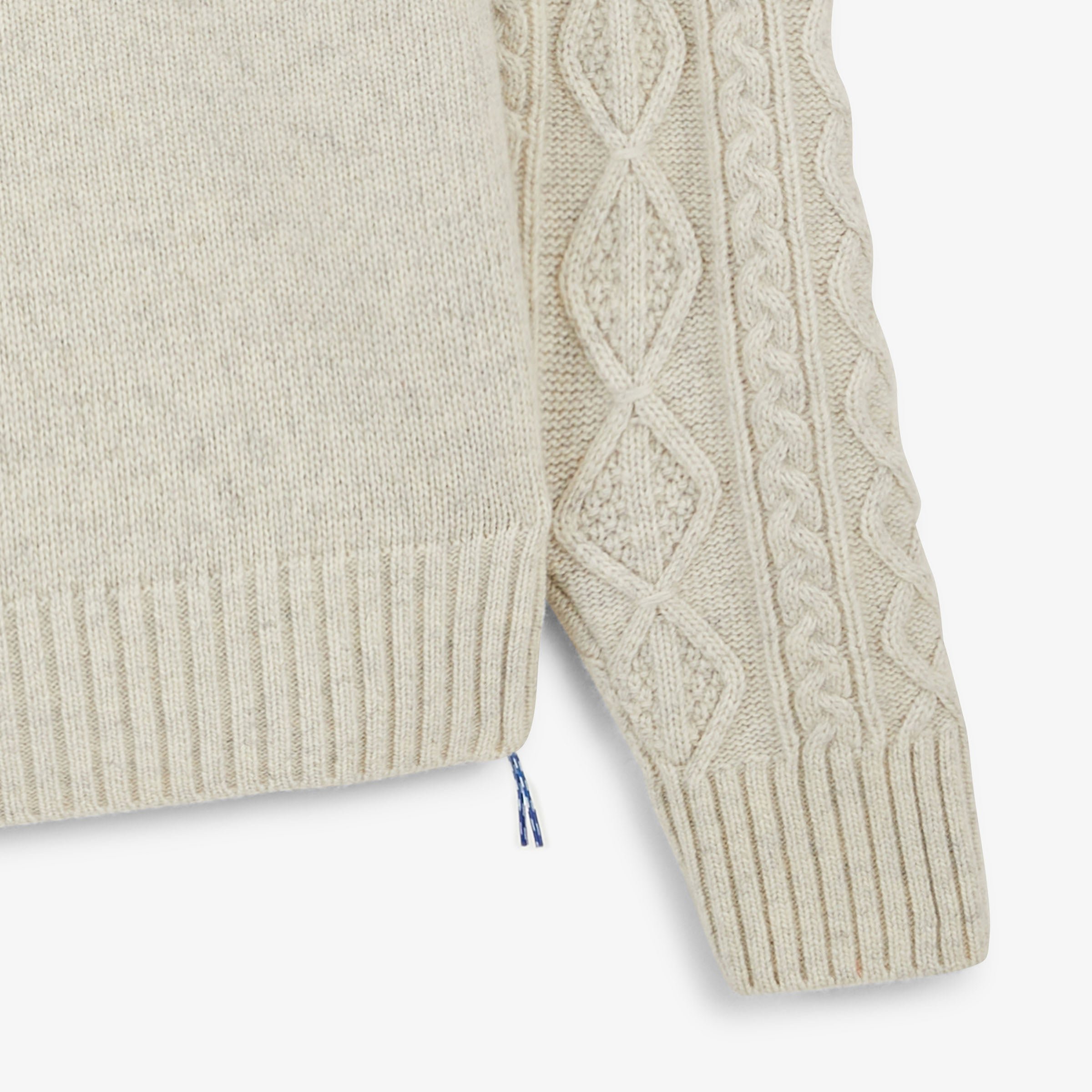 Médéric sand beige cable-knit wool crew-neck sweater SBPLAY SERGE BLANCO Beige
