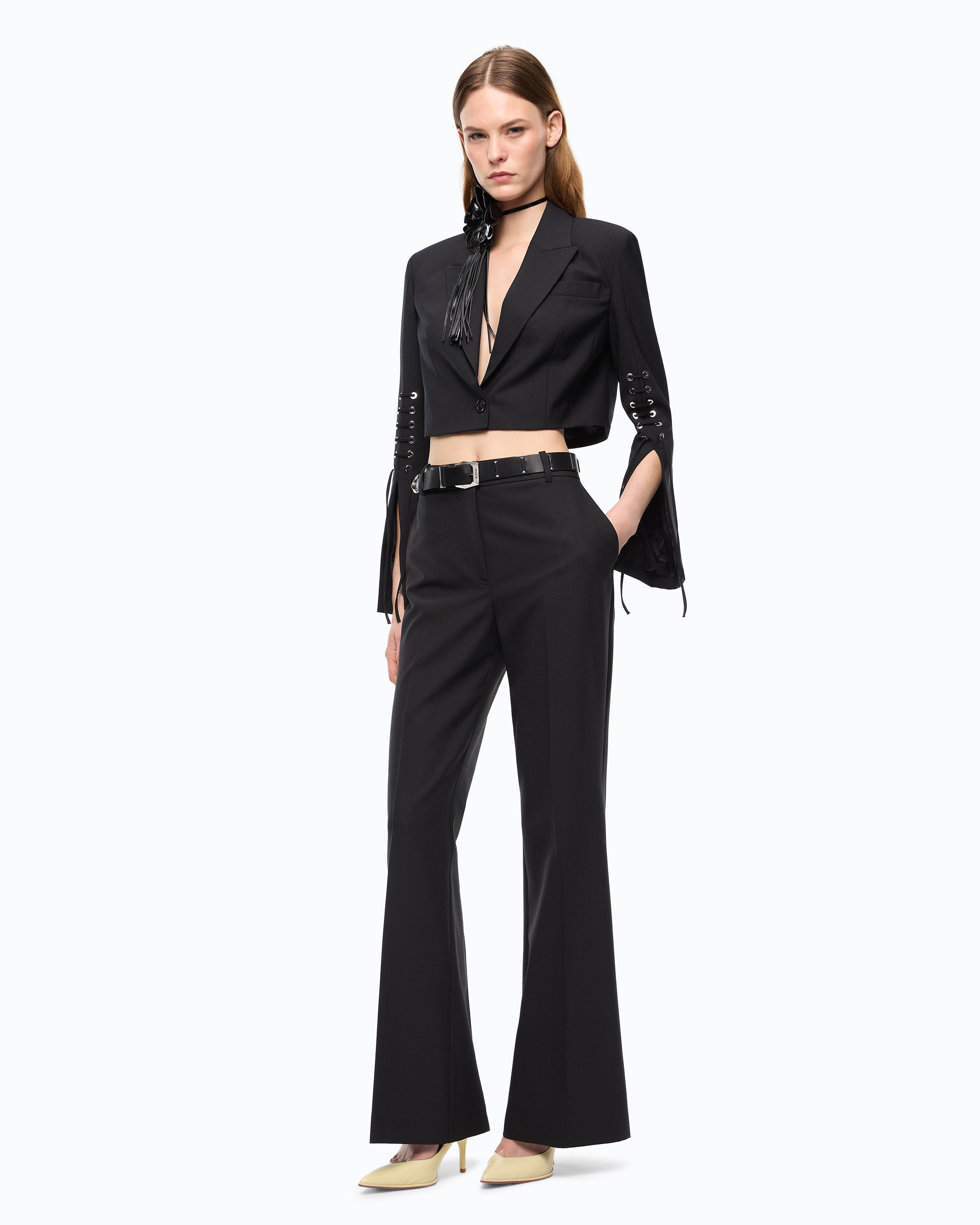 Lace-Up Spencer Jacket with Slits PINKO Black