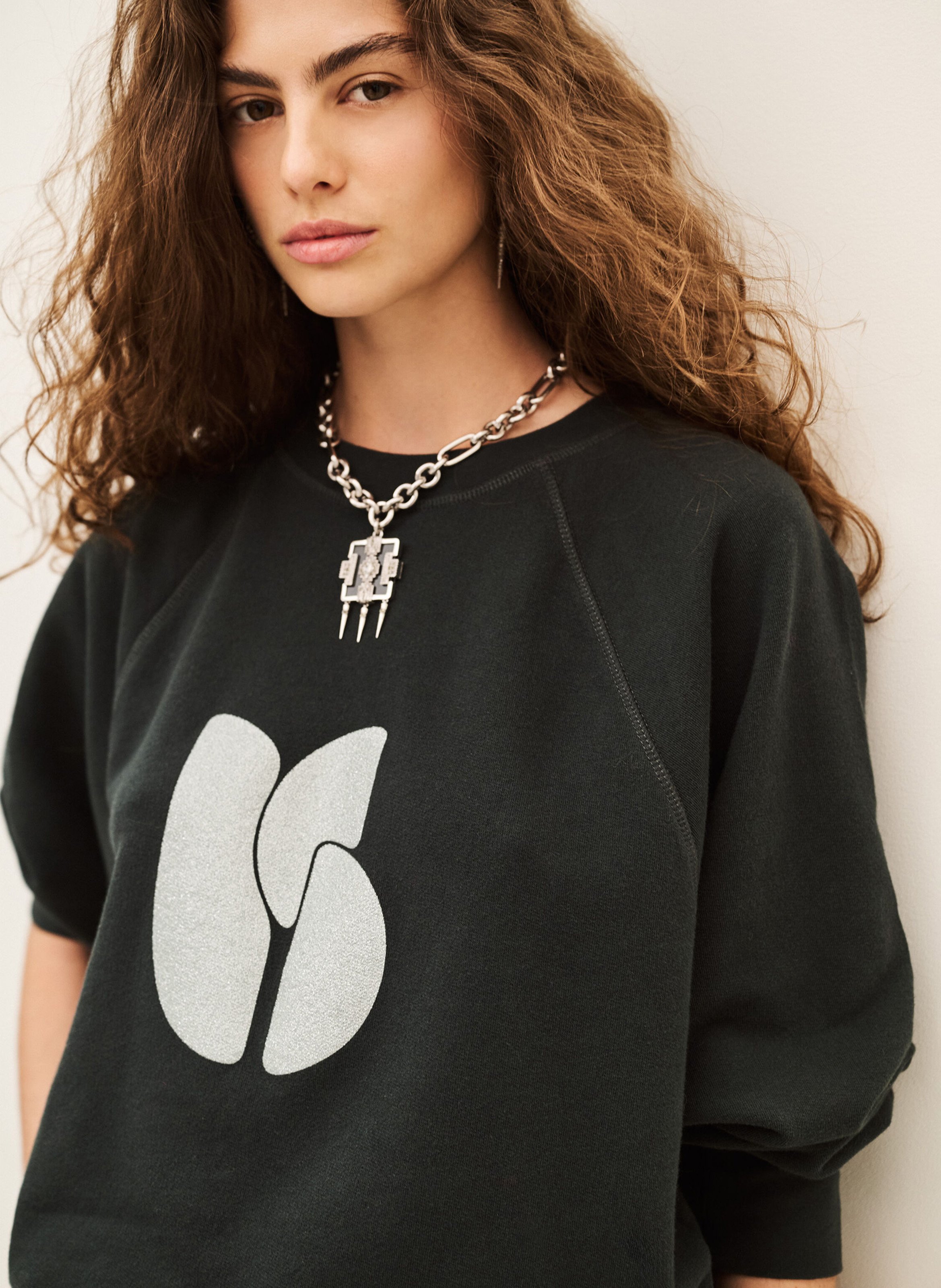 Large logo printed sweatshirt in cotton blend | Black BA&SH Women
