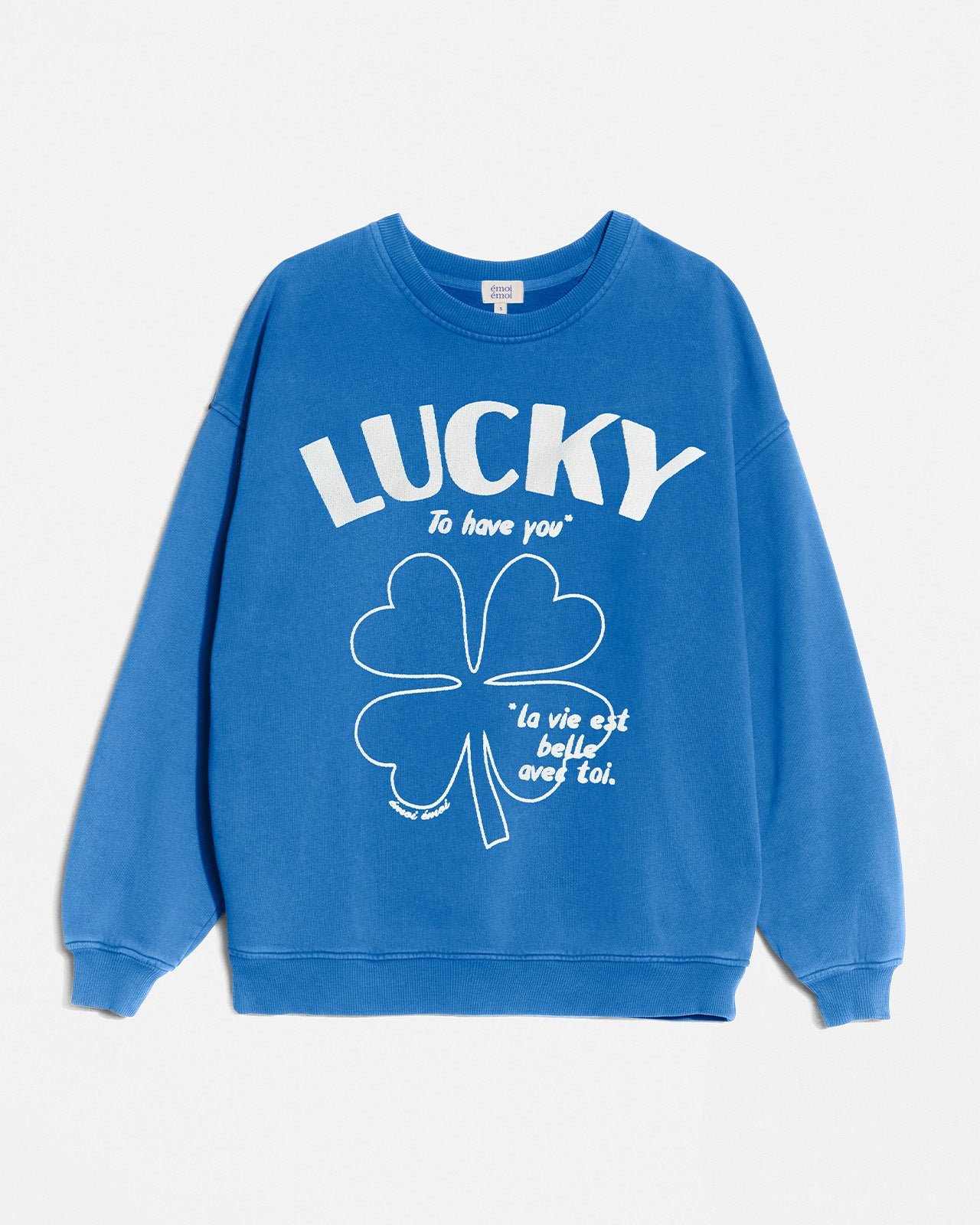 Lucky Is to Have You organic cotton sweatshirt EMOI EMOI Blue