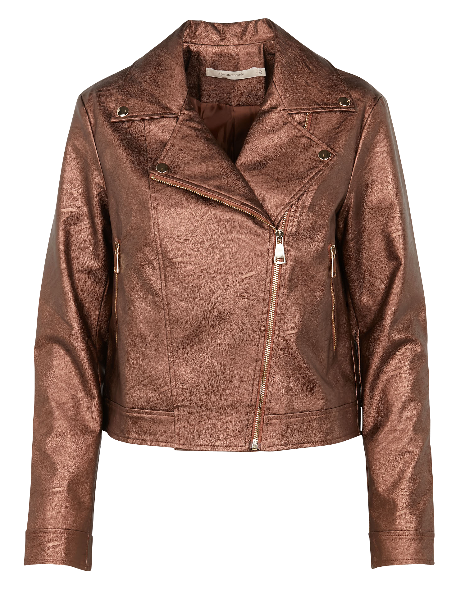 Metallic zip-up jacket LA FEE MARABOUTEE Brown