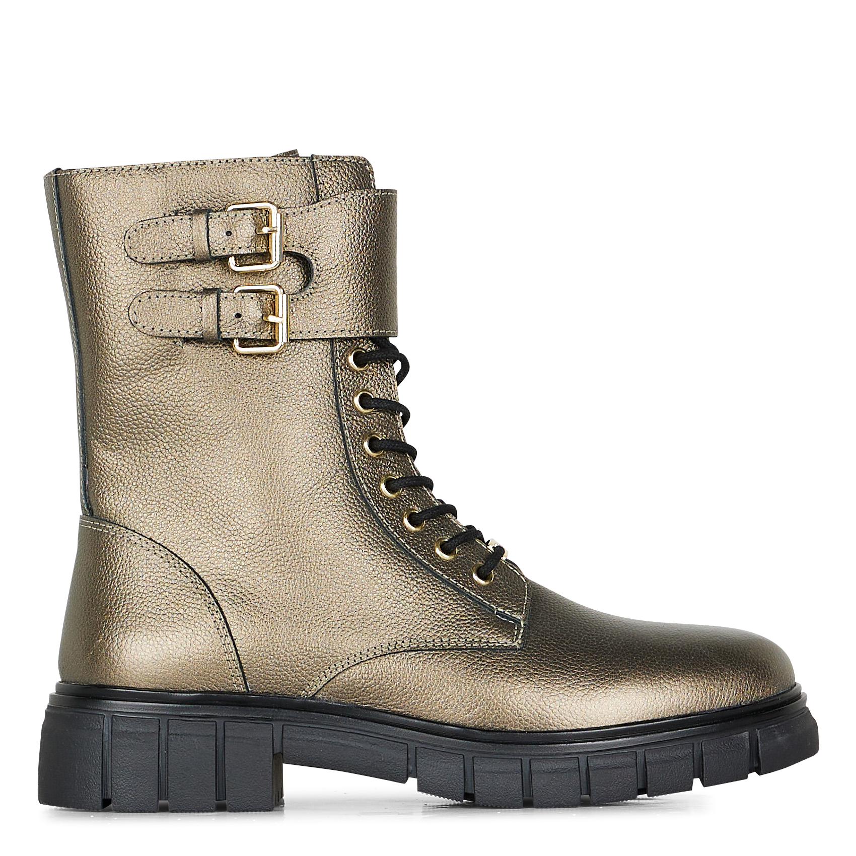 Grained leather lace-up ankle boots LES TROPEZIENNES PAR M.BELARBI Golden