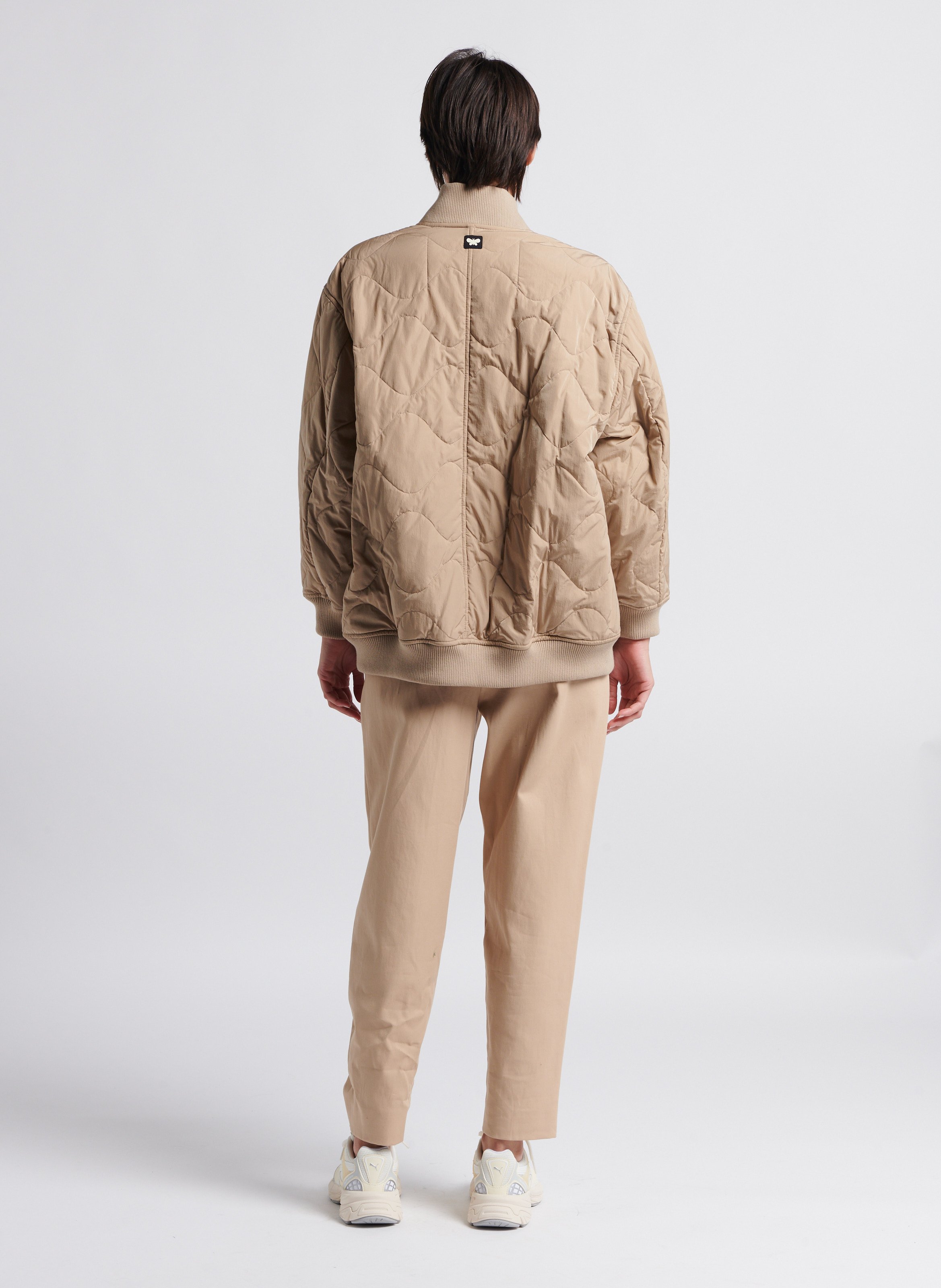 High-neck quilted-effect jacket MAX MARA WEEK END Khaki