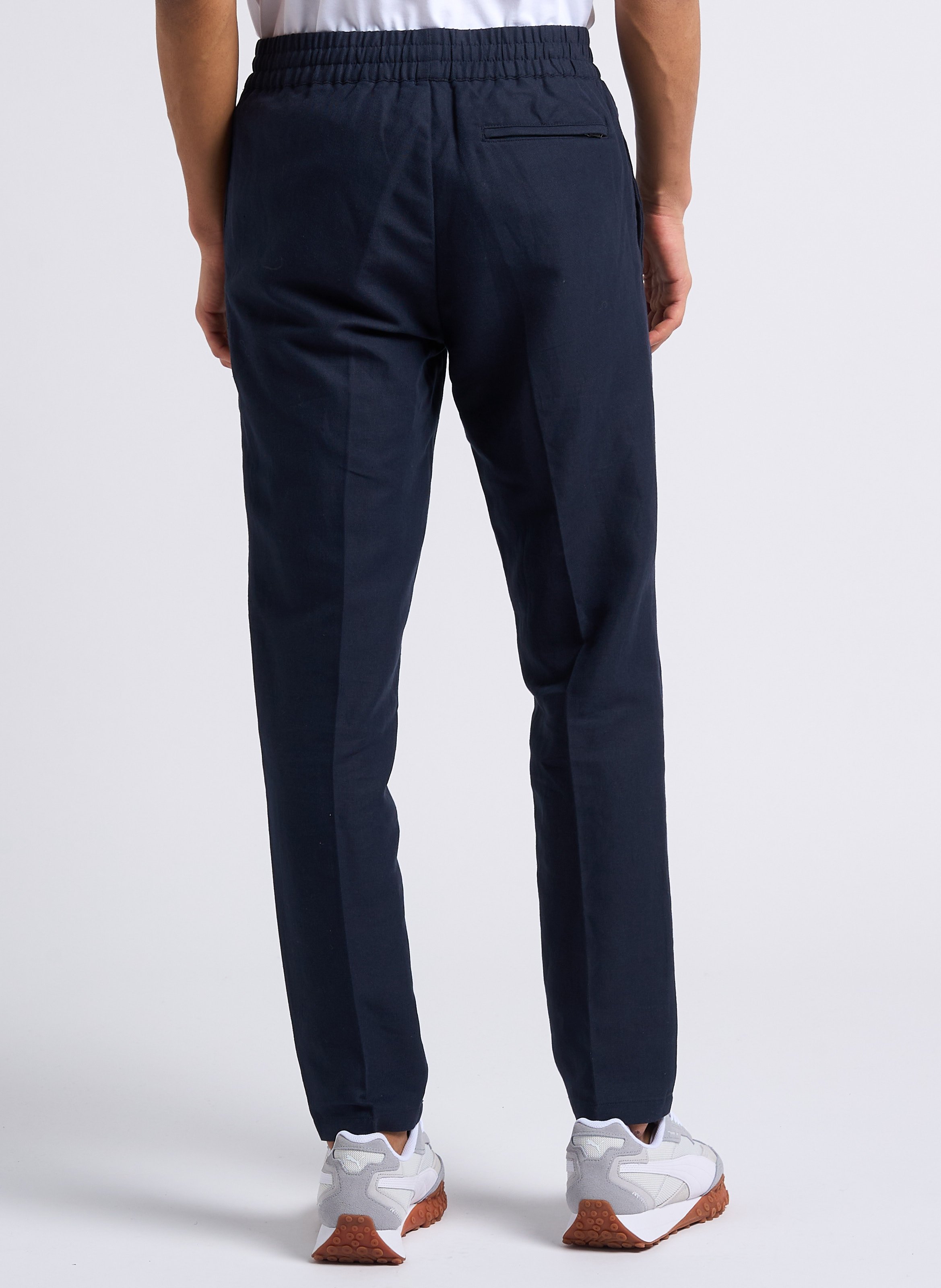 Pantalon slim en coton bio et lin SAMSOE SAMSOE Bleu