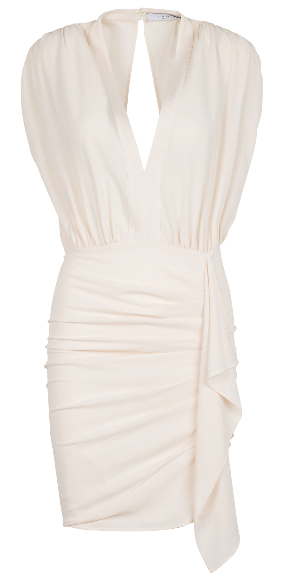 Robe midi asymétrique et cintrée à volants IRO Beige