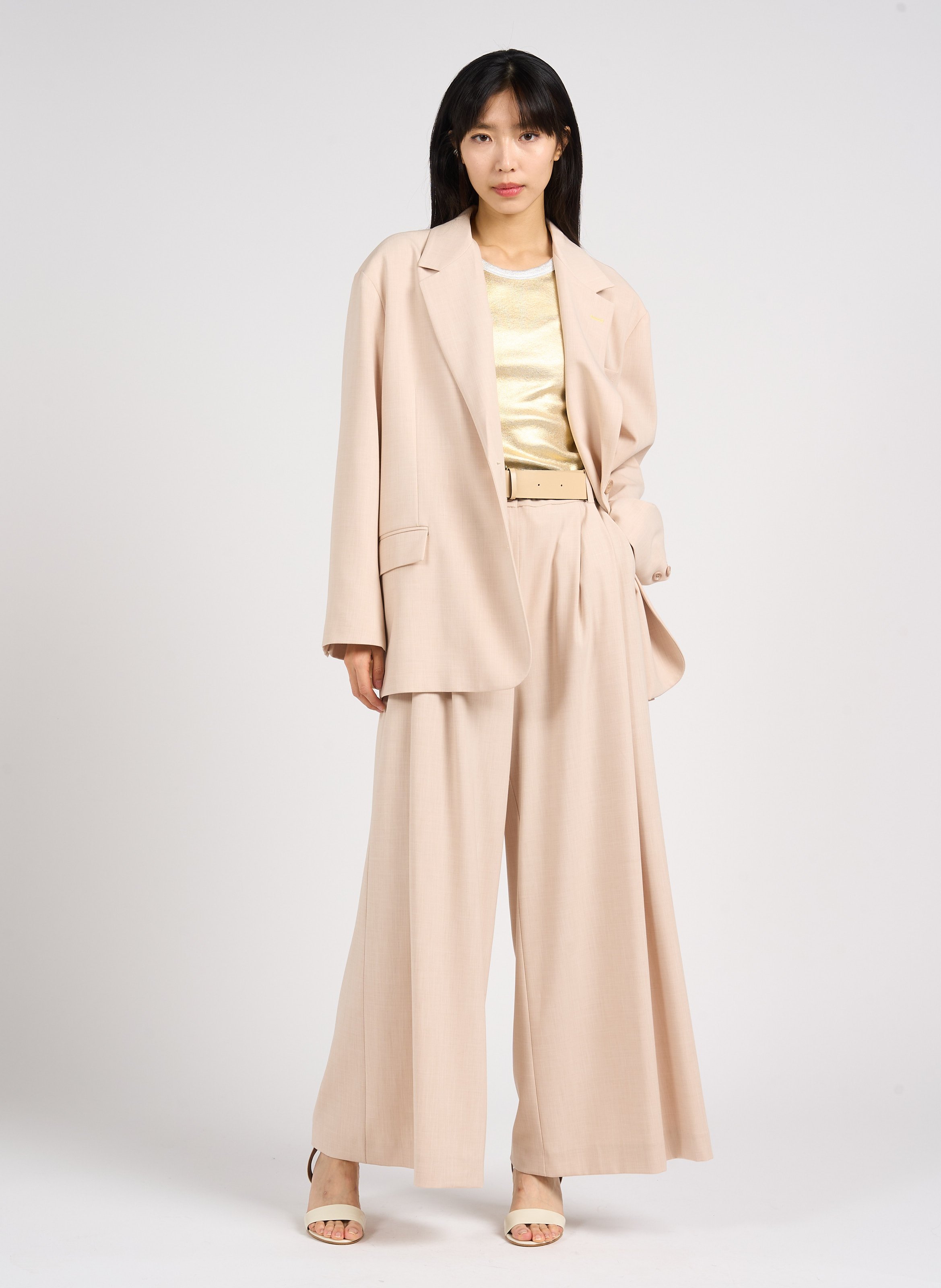 Pantalon palazzo ceinturé IMPERIAL Beige