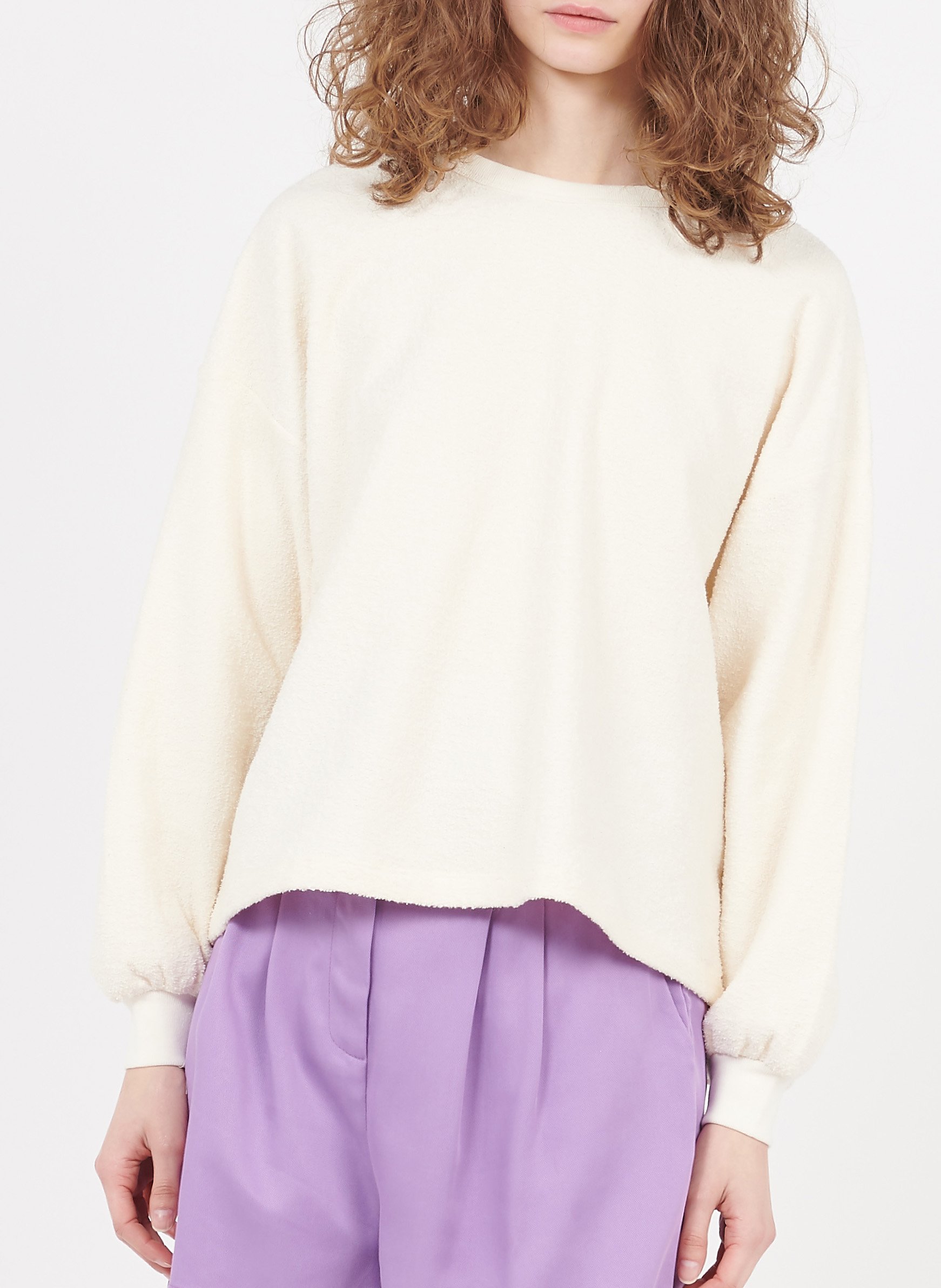 Fleecy organic cotton sweater with terry fabric AMERICAN VINTAGE Beige