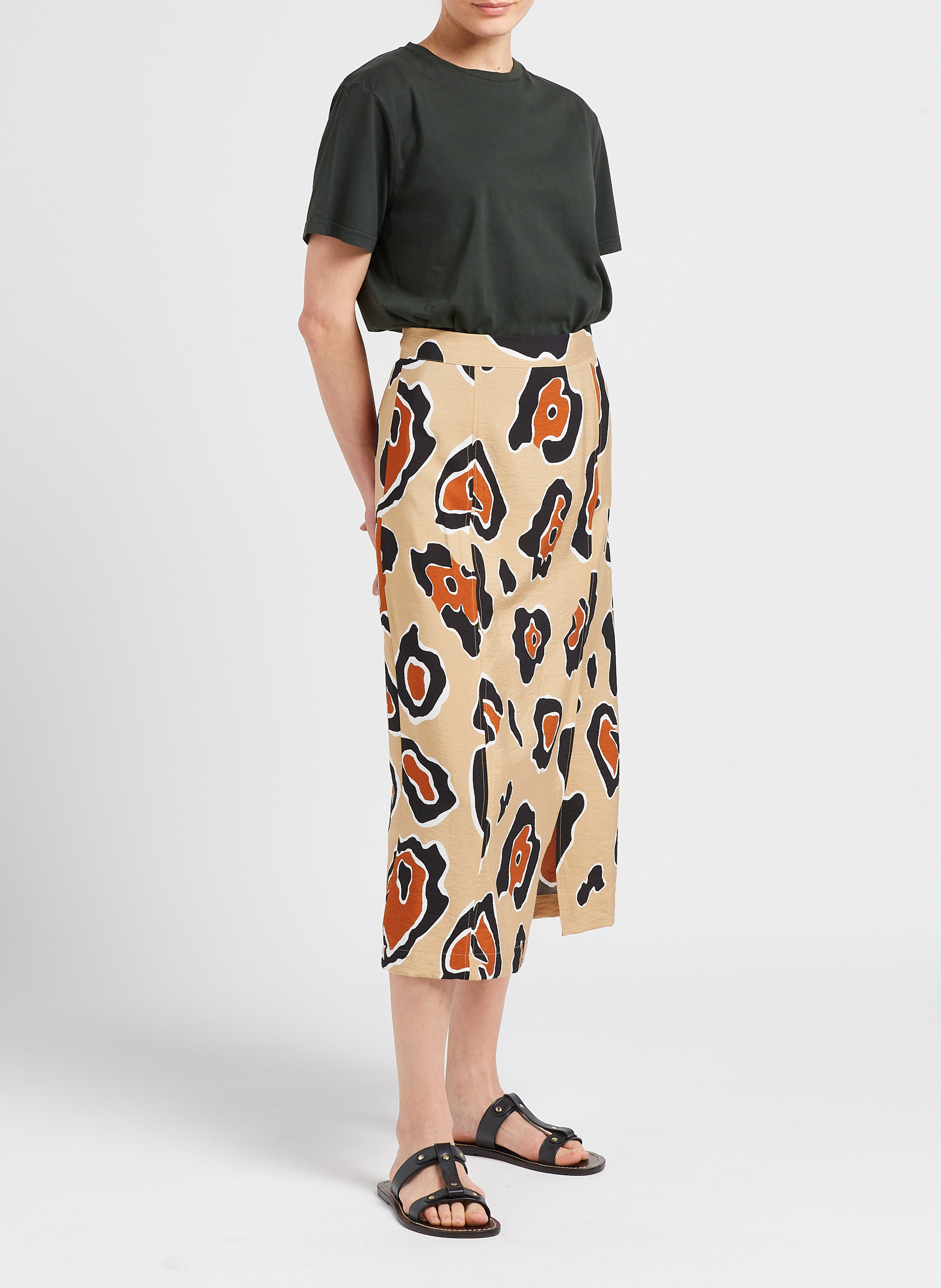 Halflange rok met dierenhuidprint OBJECT Bruin