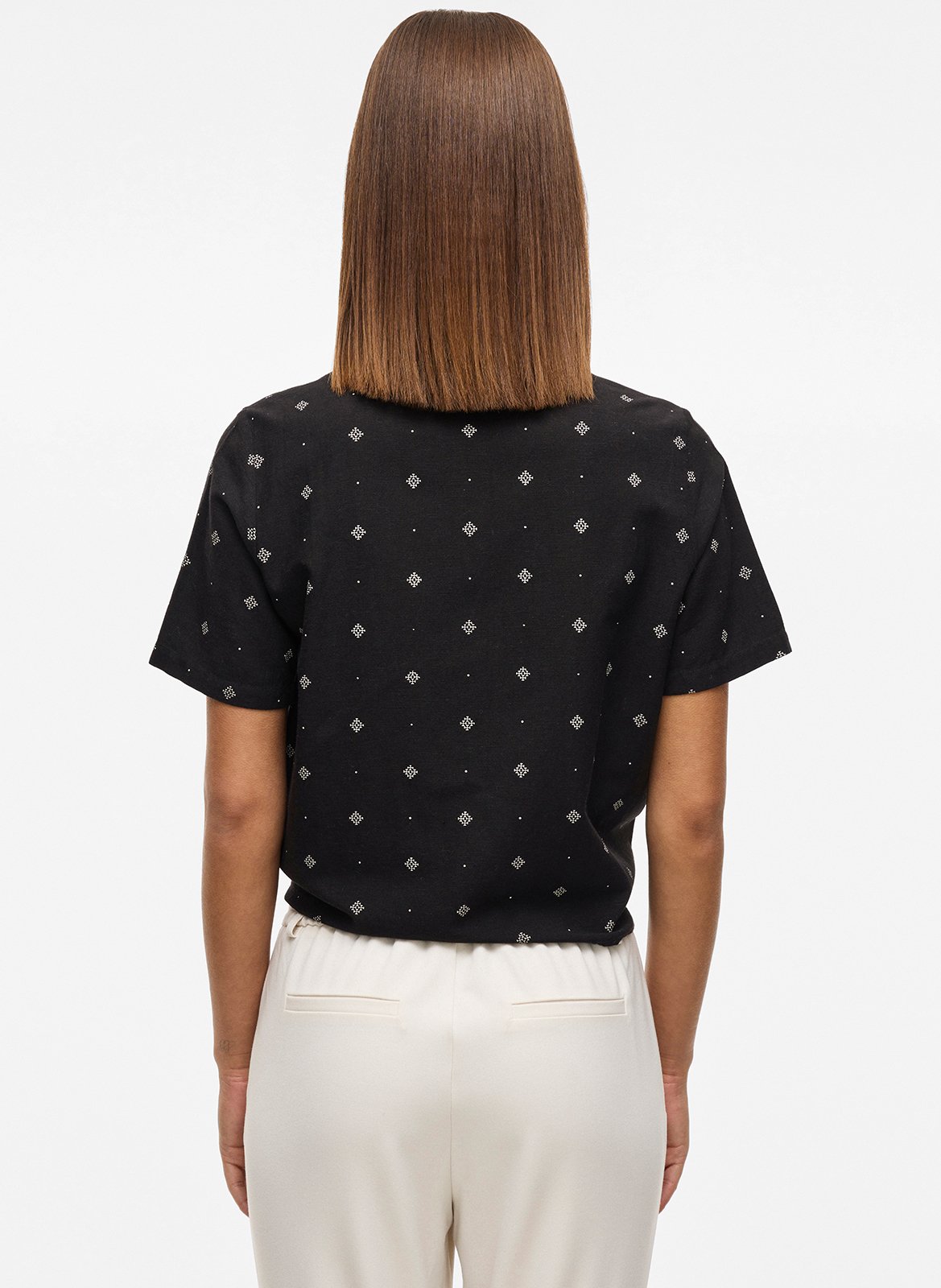 Gerade geschnittene Bluse aus bedruckter Viskose VILA Schwarz