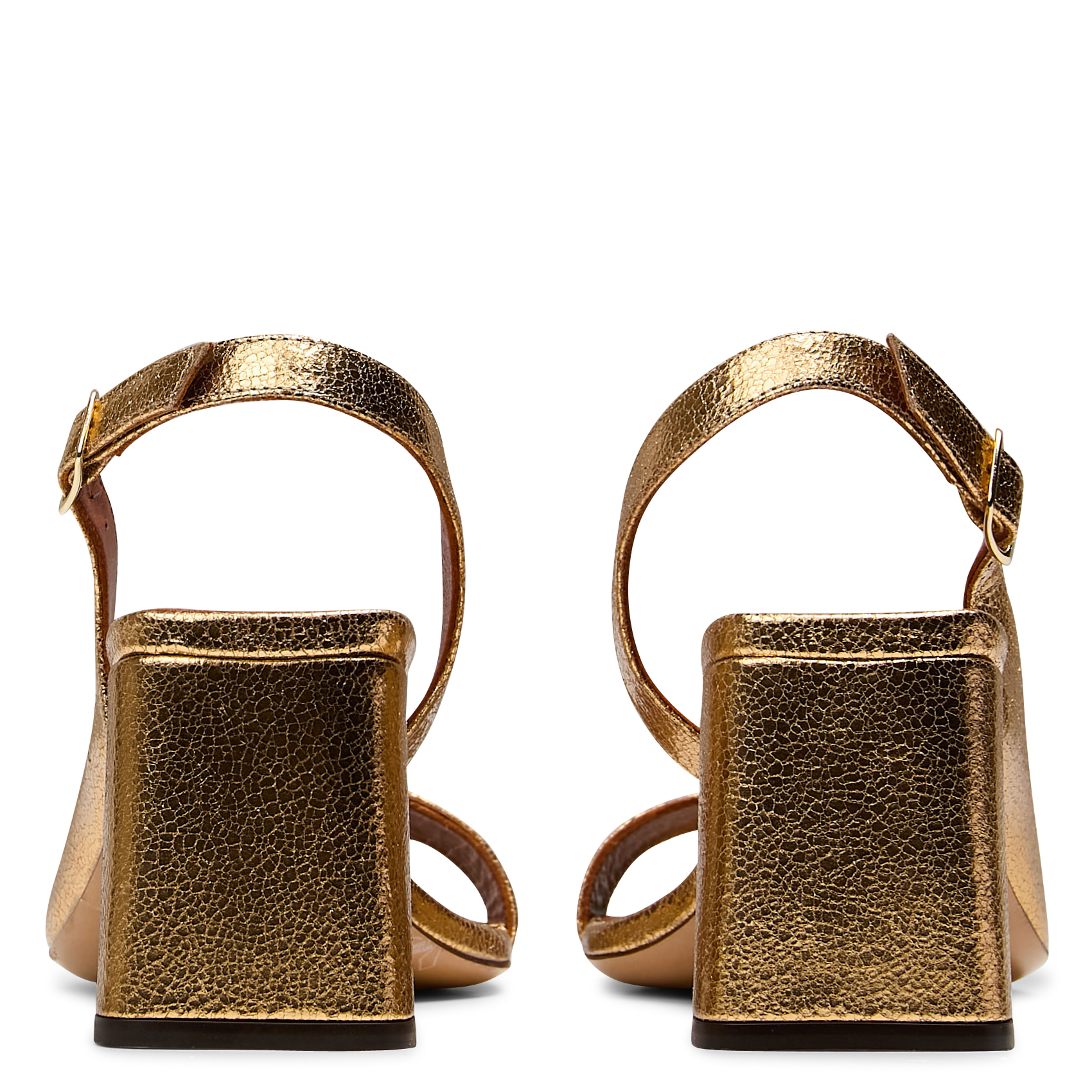 Sandales à talon en cuir métallisé RIVECOUR Doré