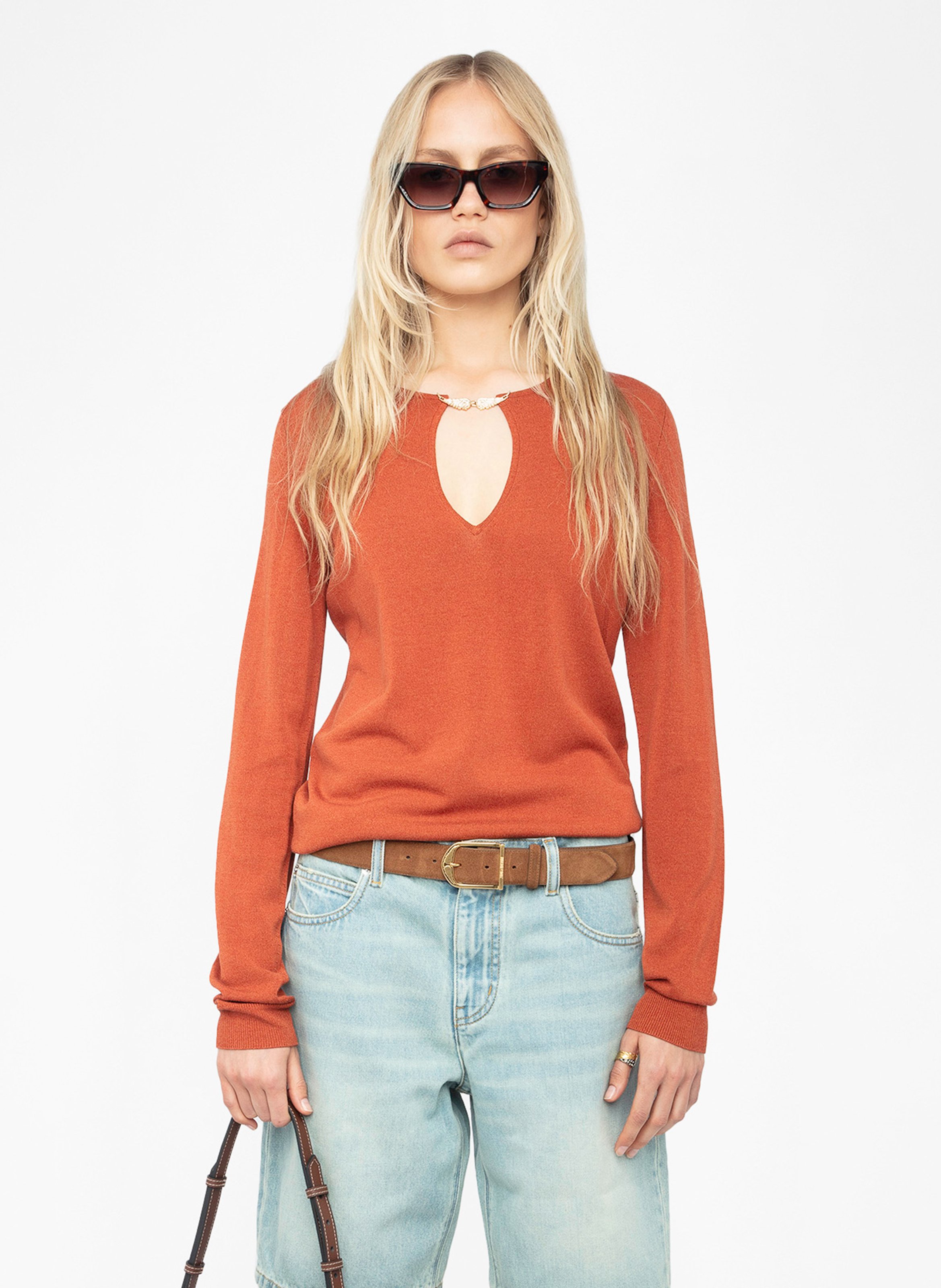 Round-neck knit top ZADIG&amp;VOLTAIRE Brown