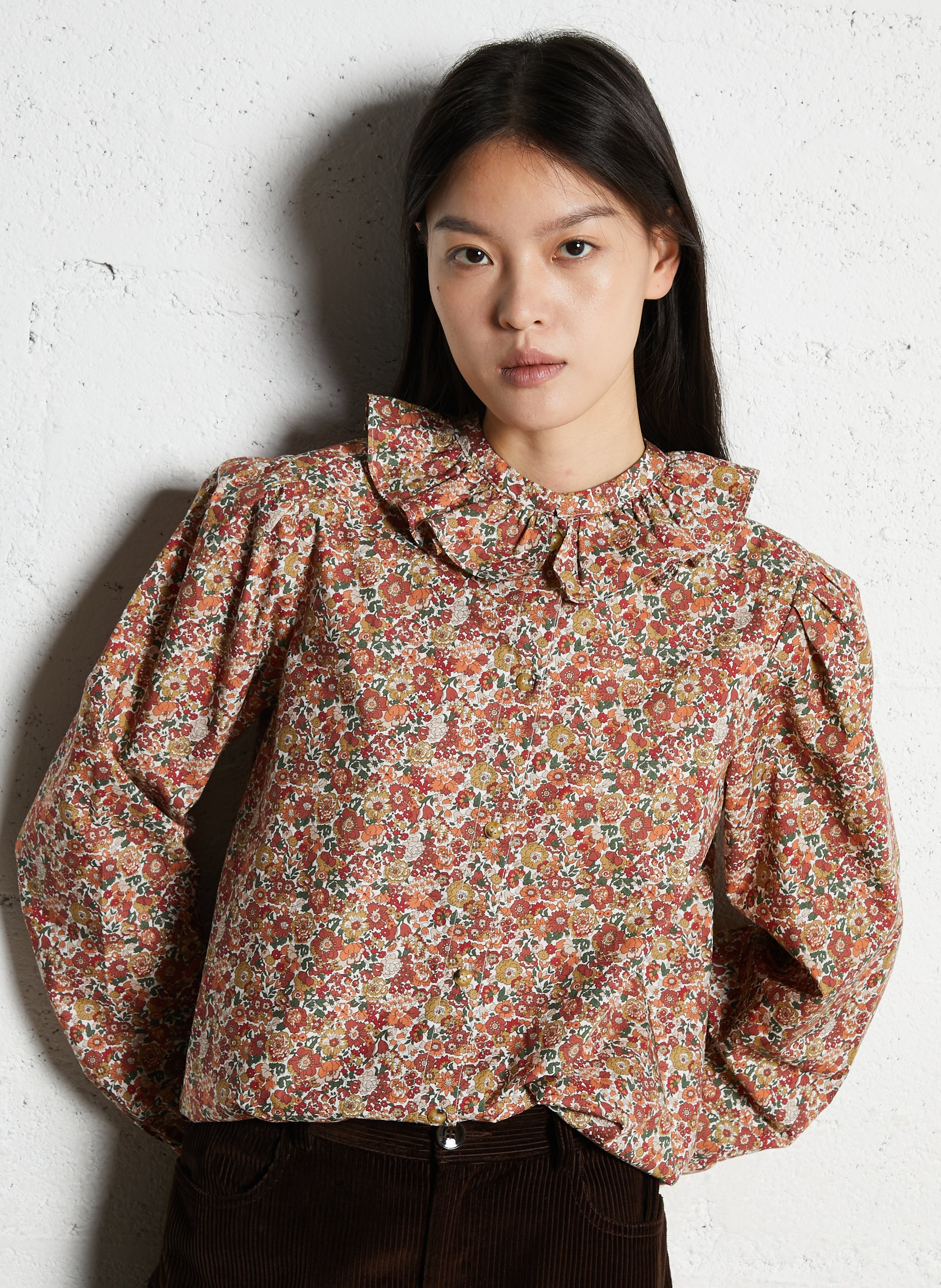 Rechte, katoenen blouse met print SUZIE WINKLE Rood