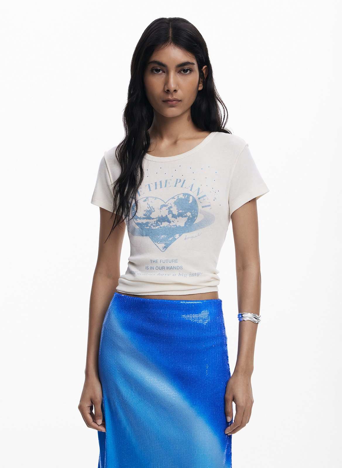 Tee-shirt col rond imprimé DESIGUAL Blanc