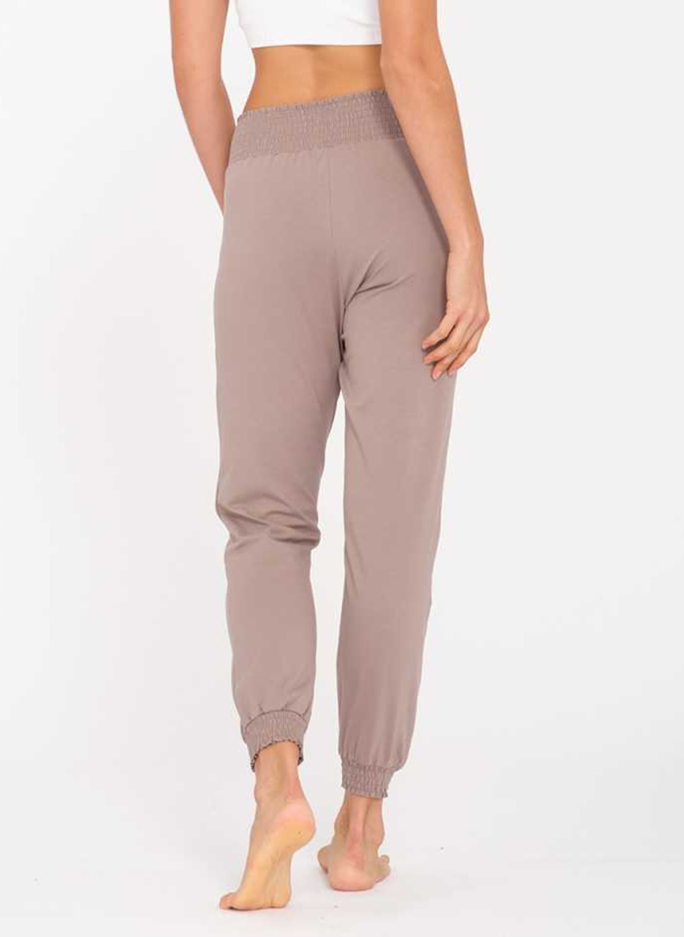 Pantalon de sport taille haute en coton mélangé YOGA SEARCHER Marron