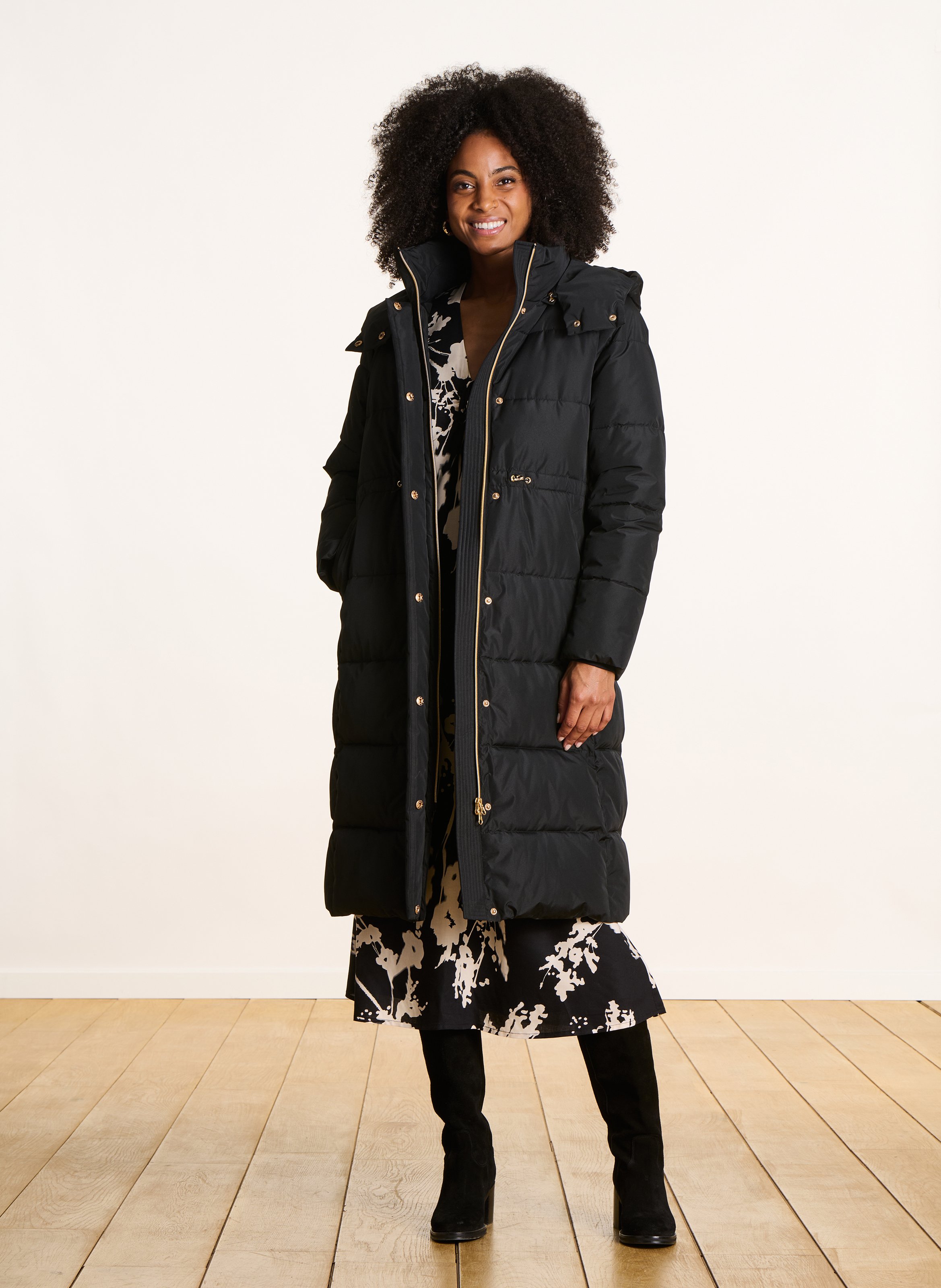 Gewatteerd, lang donsjack LA FEE MARABOUTEE Zwart