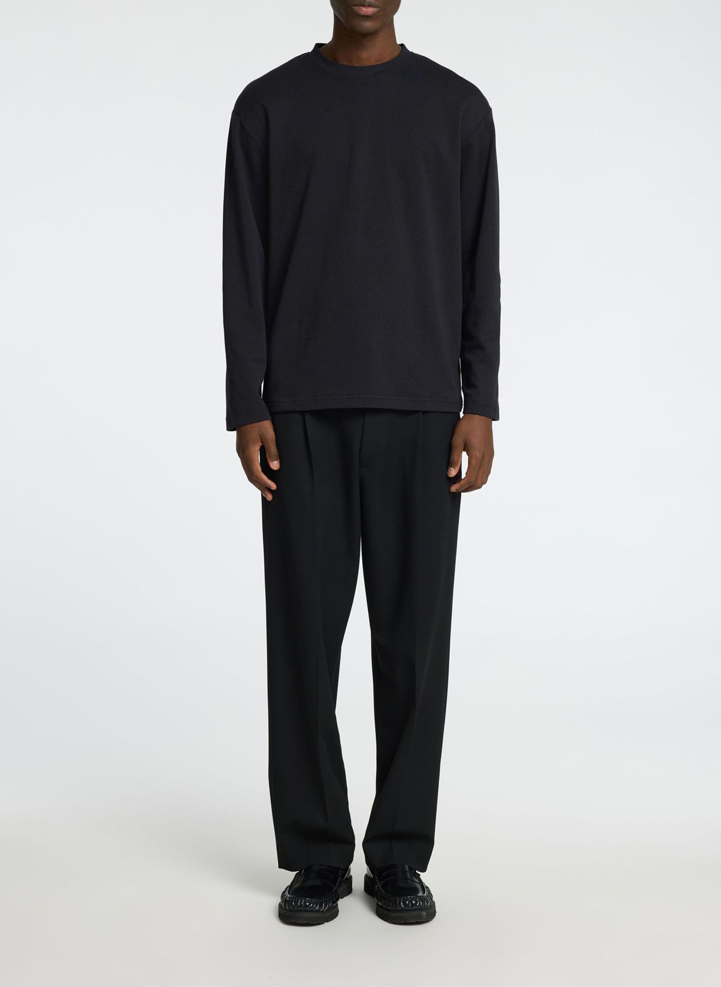 T-shirt met ronde hals - biologische katoenblend SELECTED Zwart