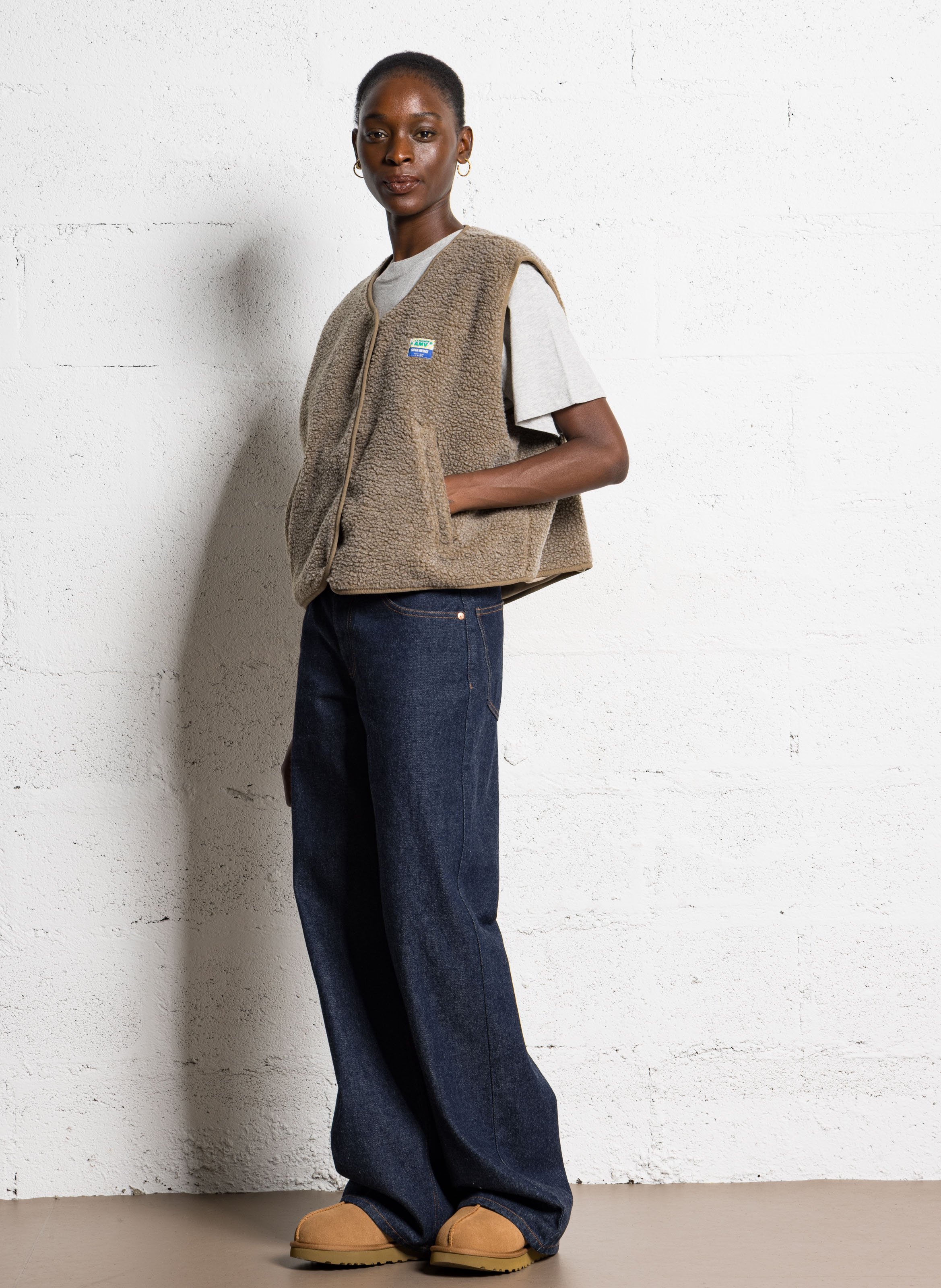 Deels leren klompen UGG Bruin