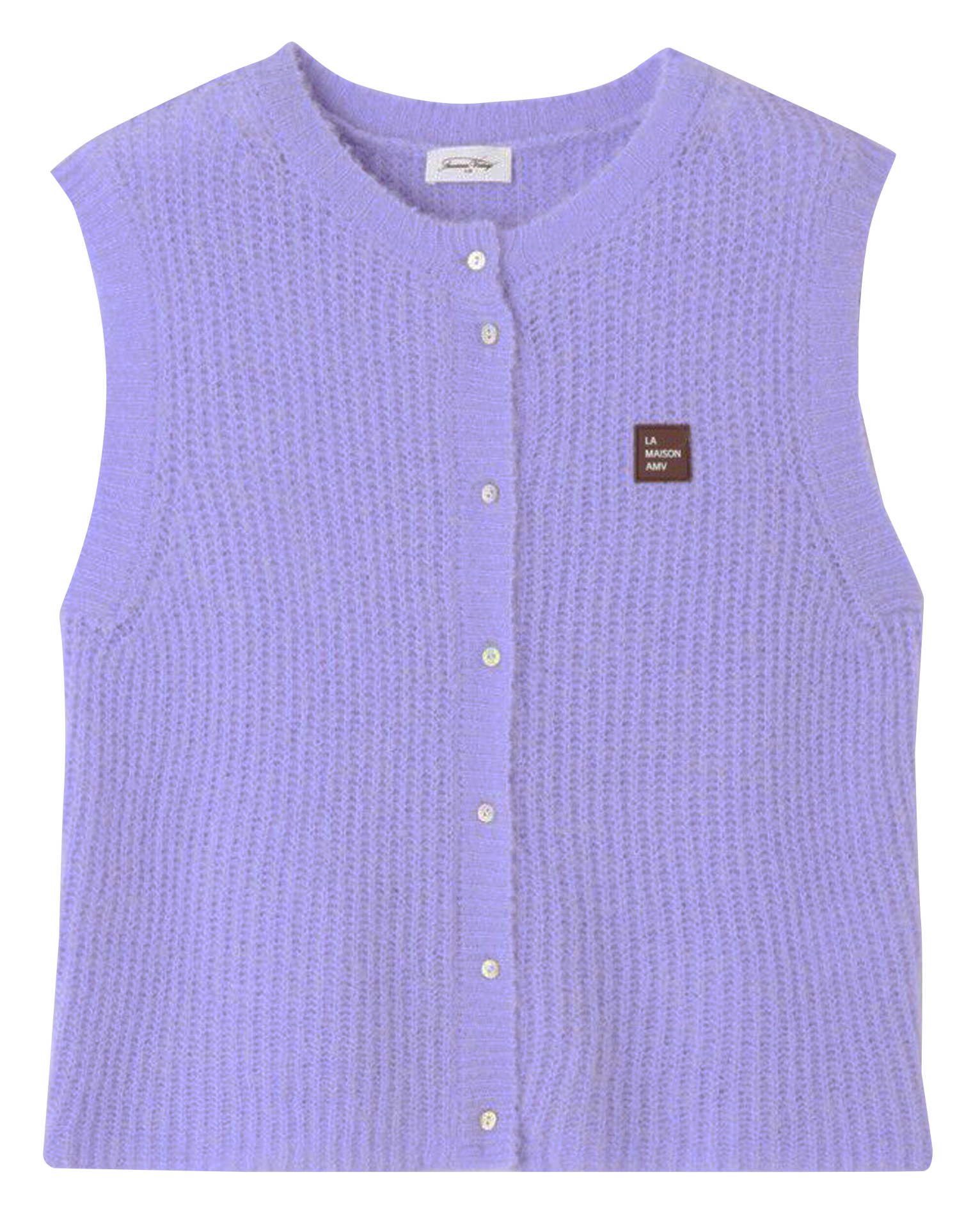 Sleeveless fluffy knit buttoned cardigan AMERICAN VINTAGE Purple