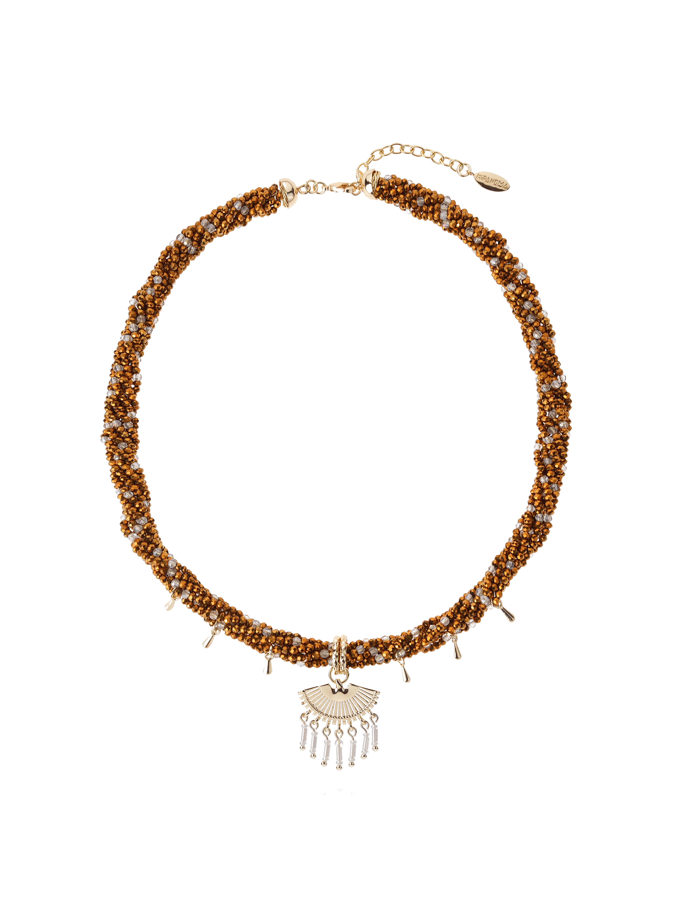 Twisted pearl necklace with charms and pendant HIPANEMA Golden
