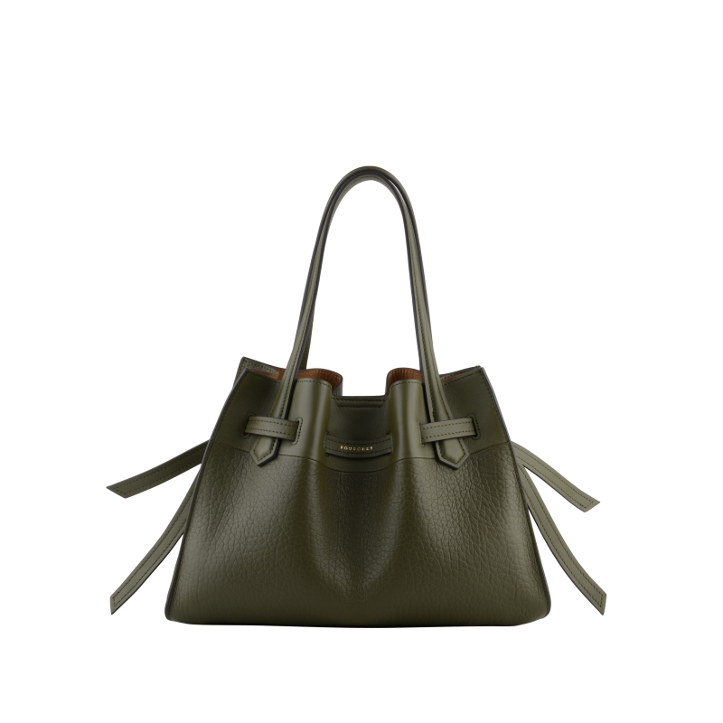 Handbag - cowhide leather POURCHET Khaki