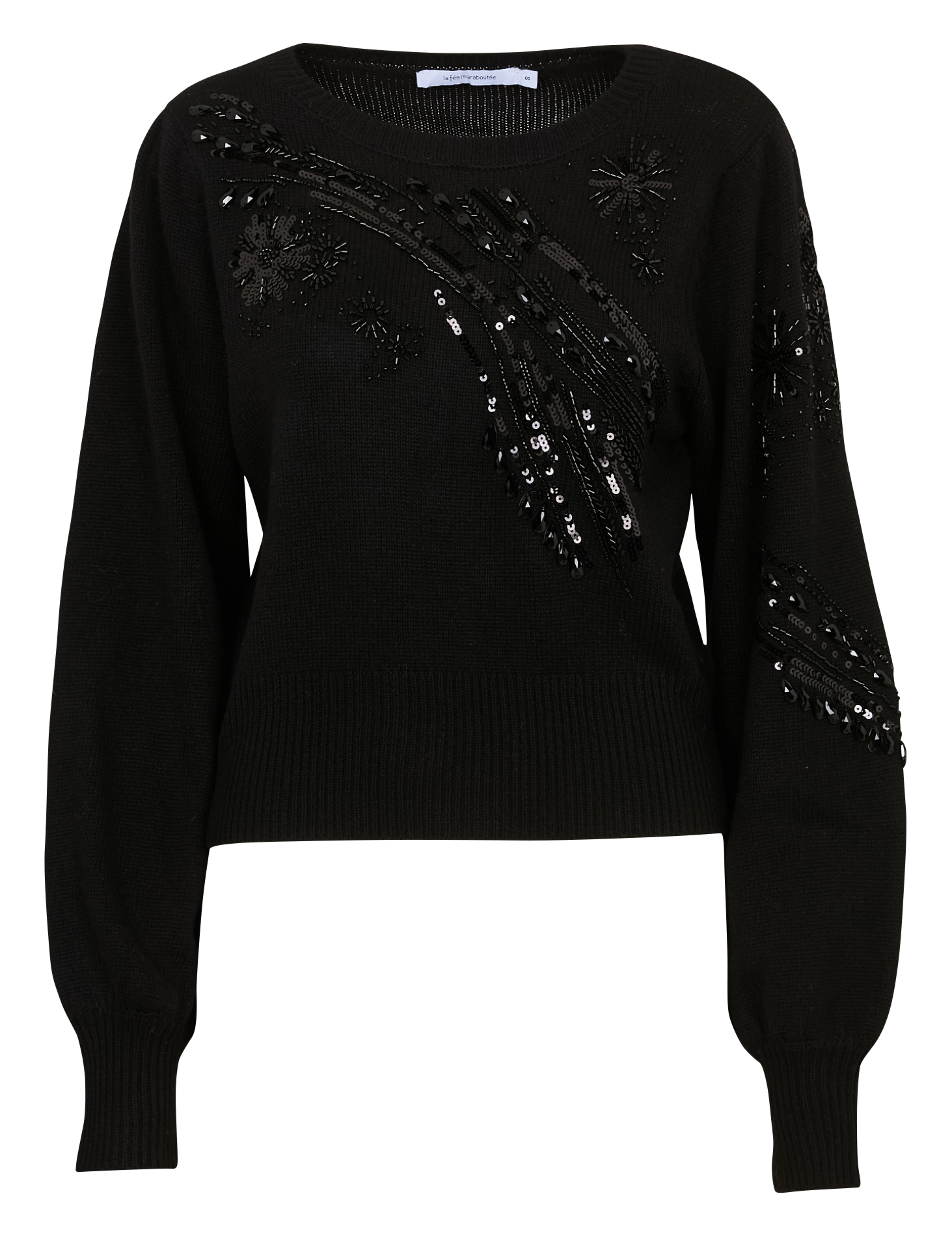 Rundhalsausschnitt-Pullover mit Pailletten und Perlen LA FEE MARABOUTEE Schwarz
