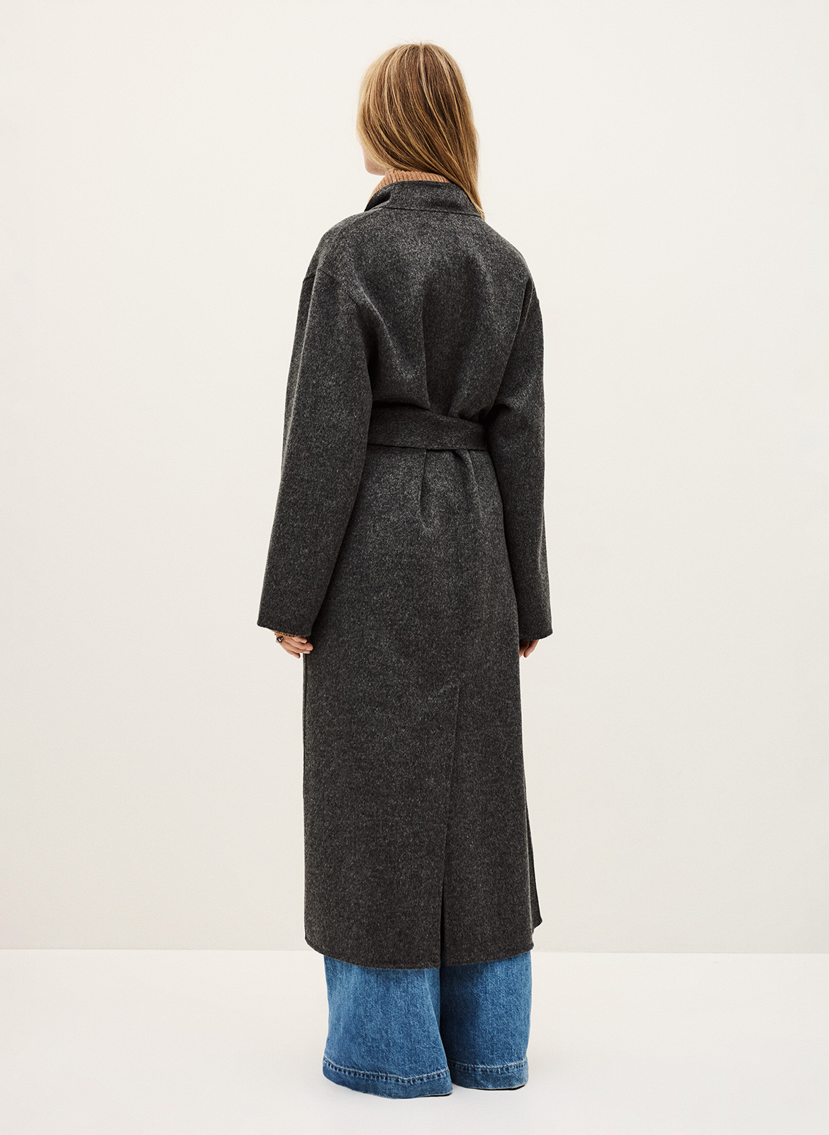 Lange jas met V-hals van gemengde wol BA&SH Zwart