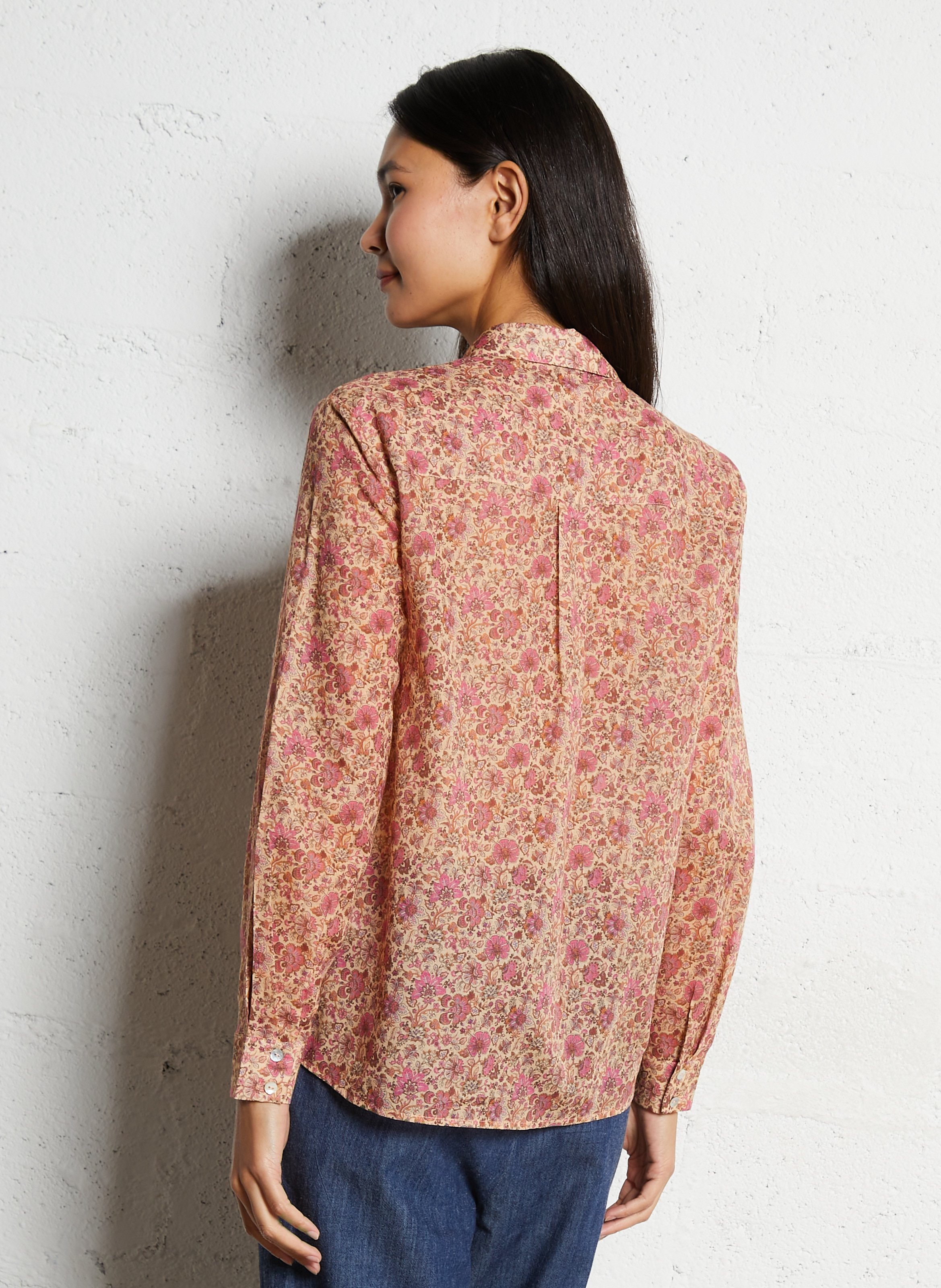 Chemise droite col classique imprimé fleuri en coton MAISON 123 Rose