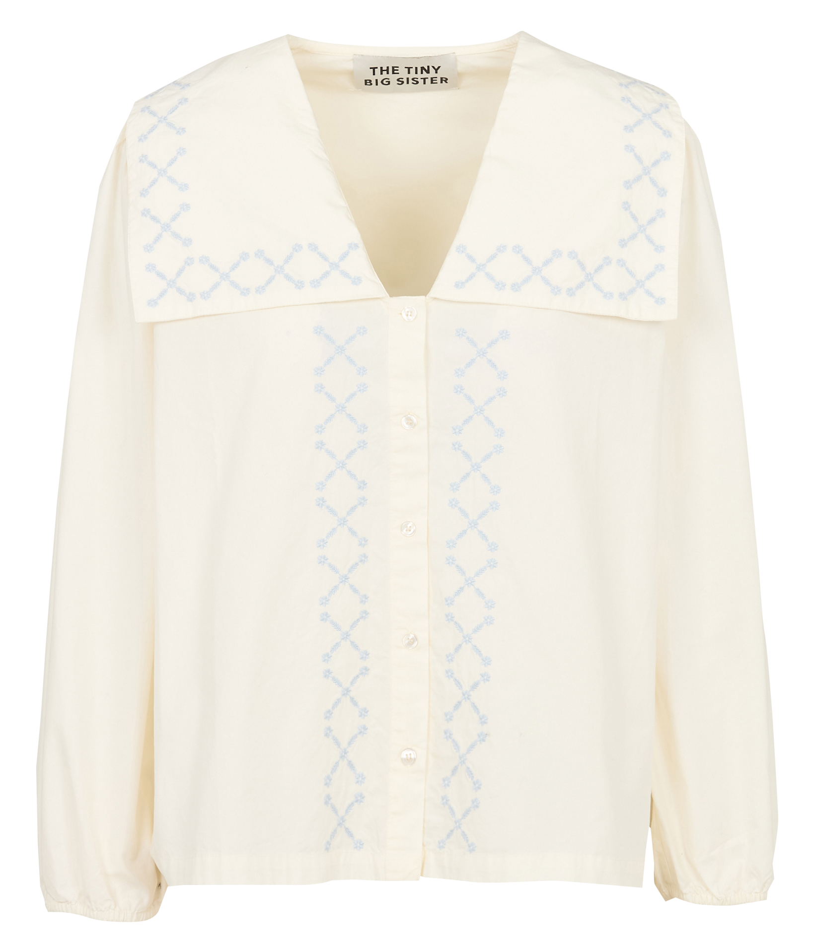 Straight collarless shirt in cotton THE TINY BIG SISTER White