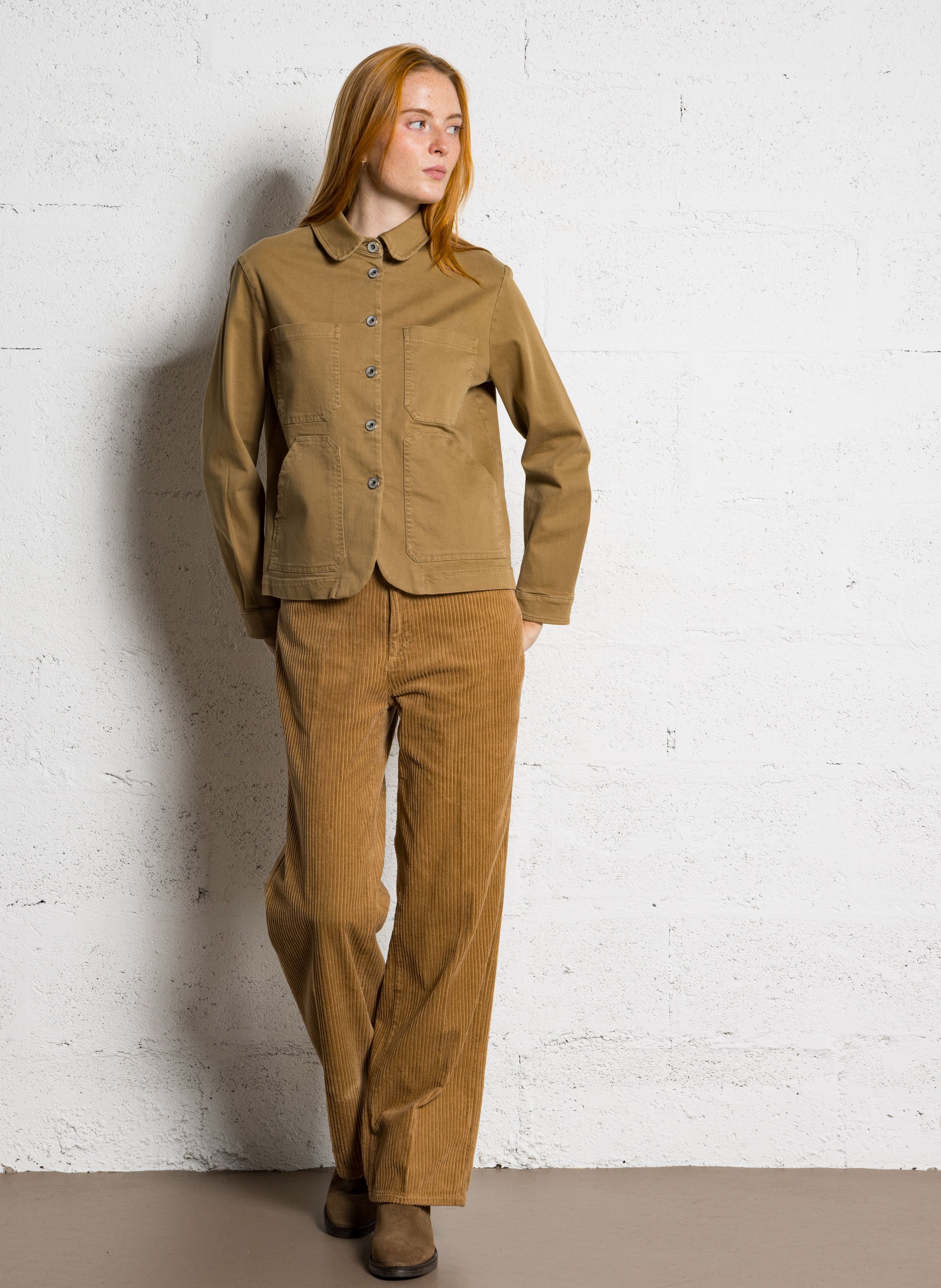 Veste col classique en coton mélangé PLEASE Beige