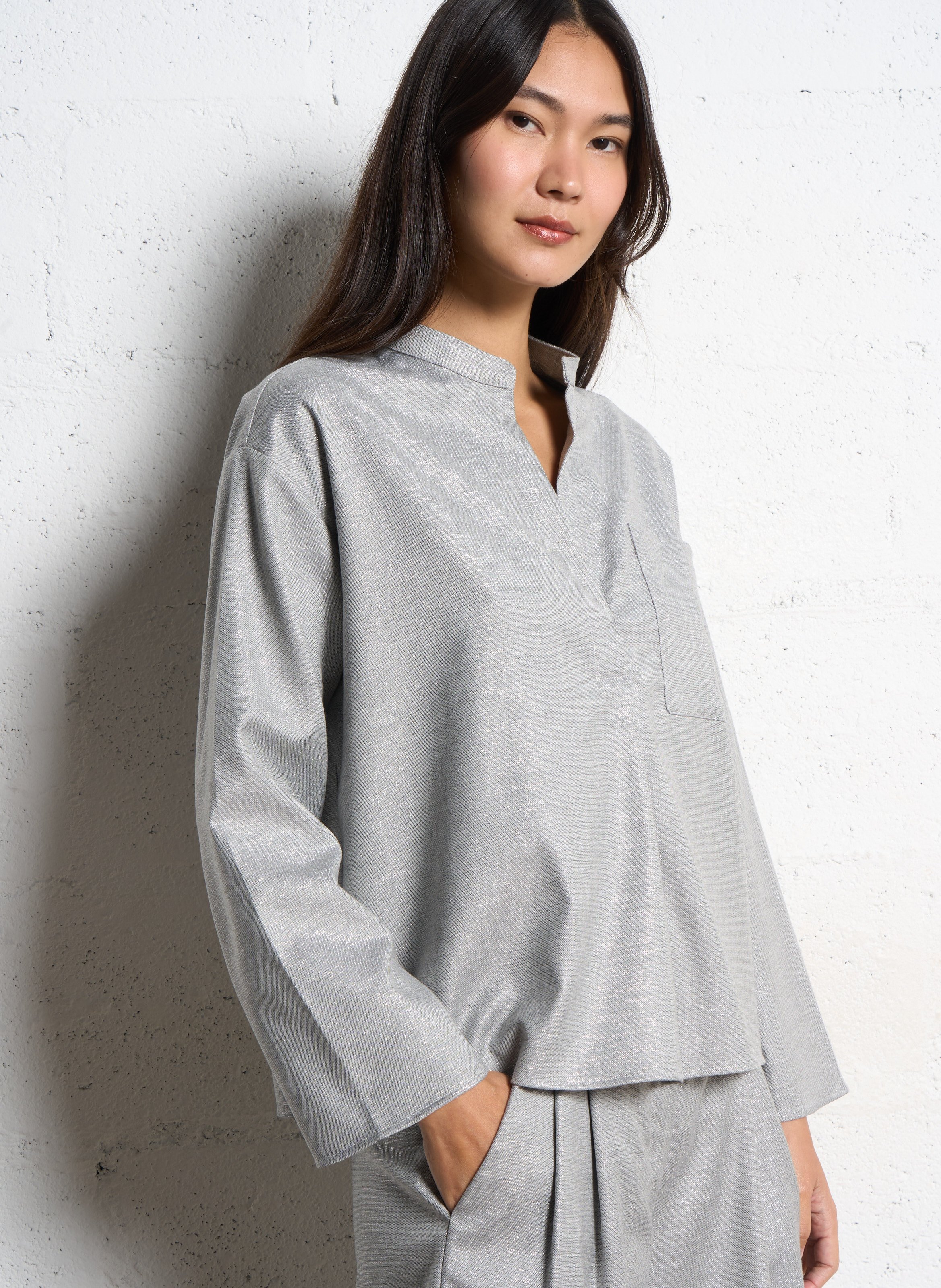 Metallic turtleneck top DIEGA Silver