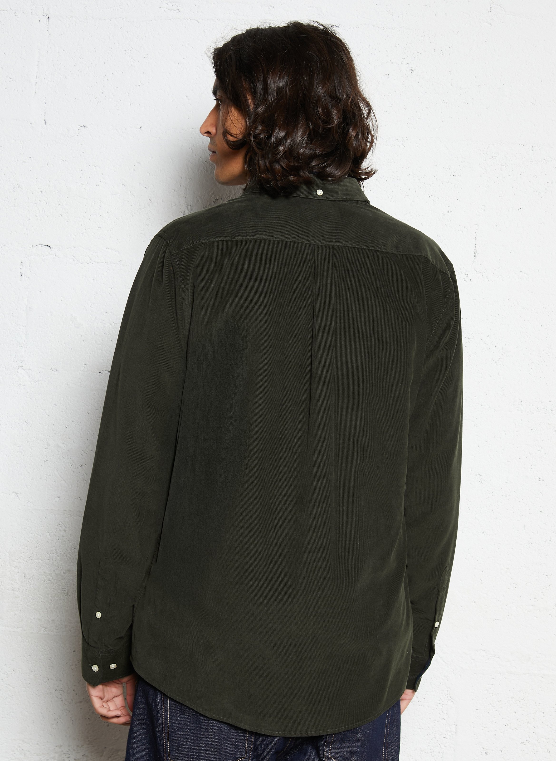 Rechte blouse met lange mouwen van fluweel BARBOUR Groen