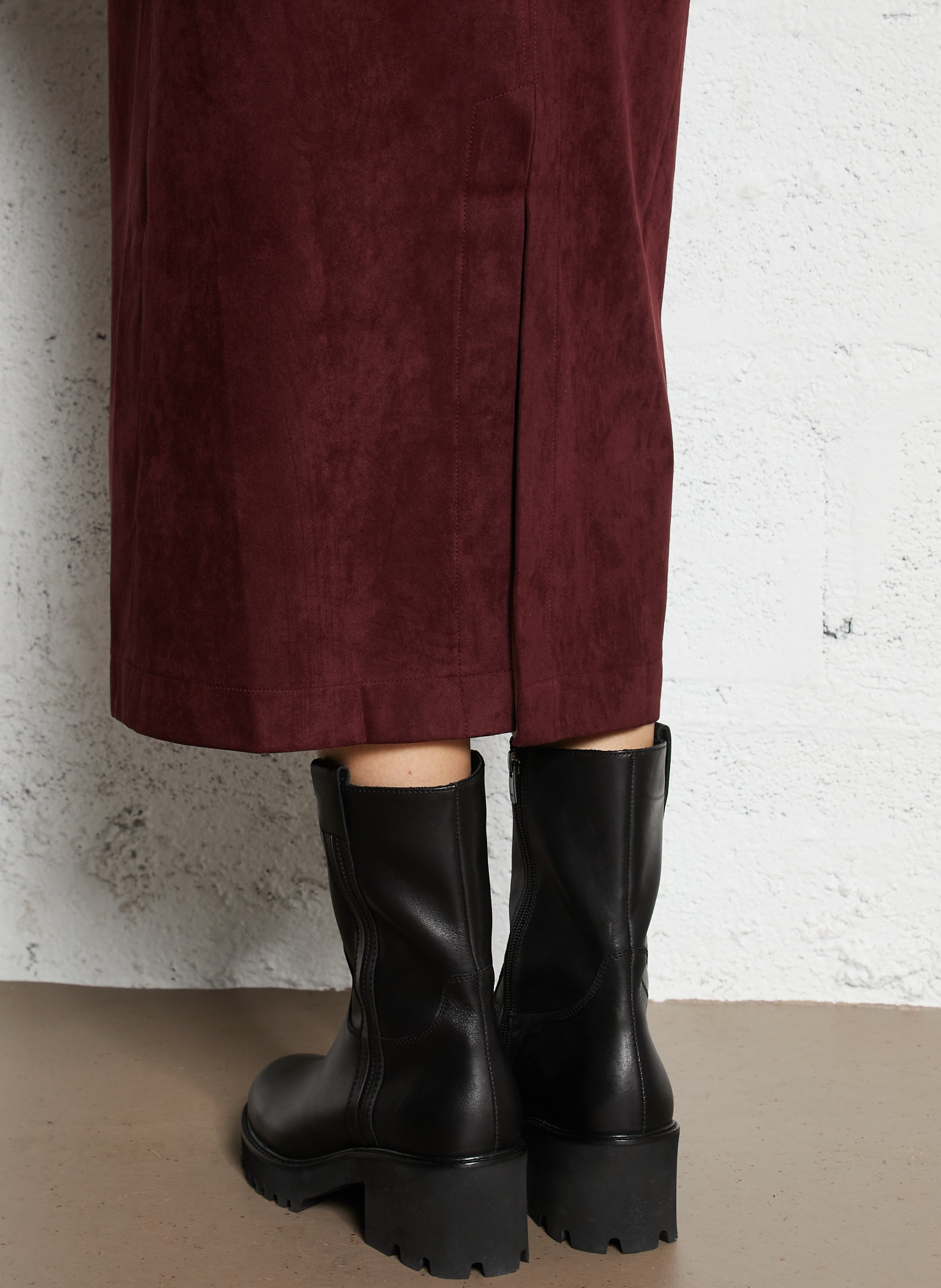 Midi-Rock aus Veloursleder THE KORNER Rot