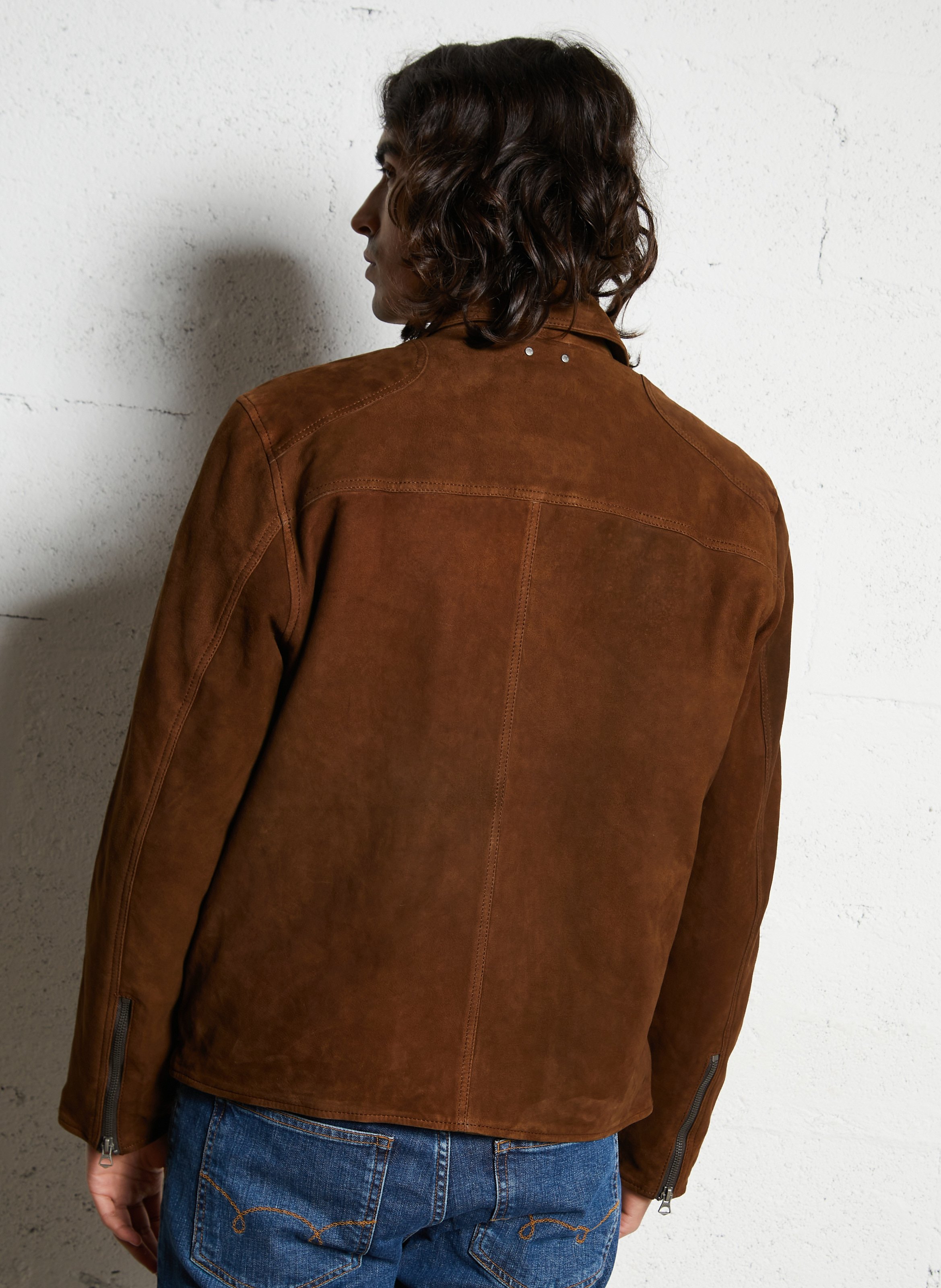 Lambskin leather jacket with classic collar PEPE JEANS Brown