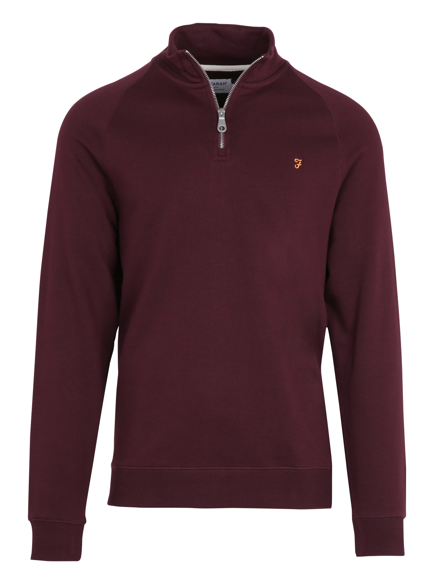 Sweat col zippé regular-fit en coton bio FARAH Rouge
