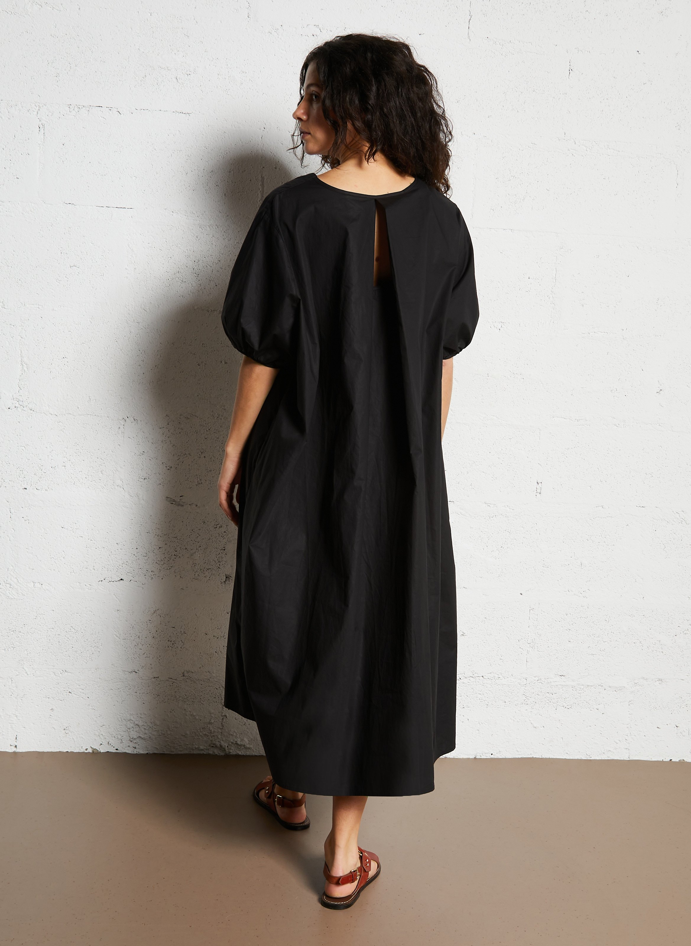 Robe ample col V en coton JC SOPHIE Noir
