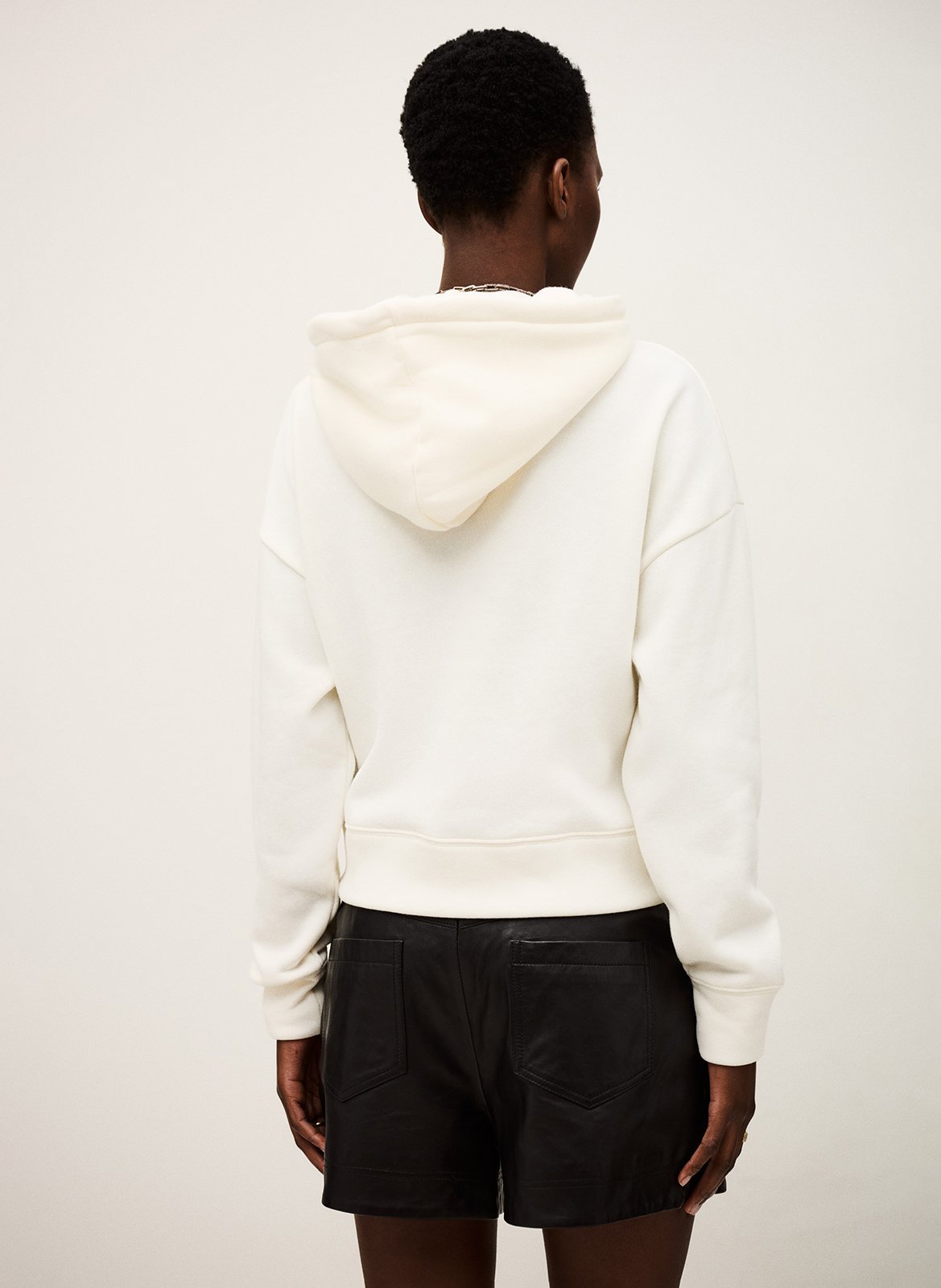 Sweat droit à capuche uni et boutons bijoux BA&SH Beige