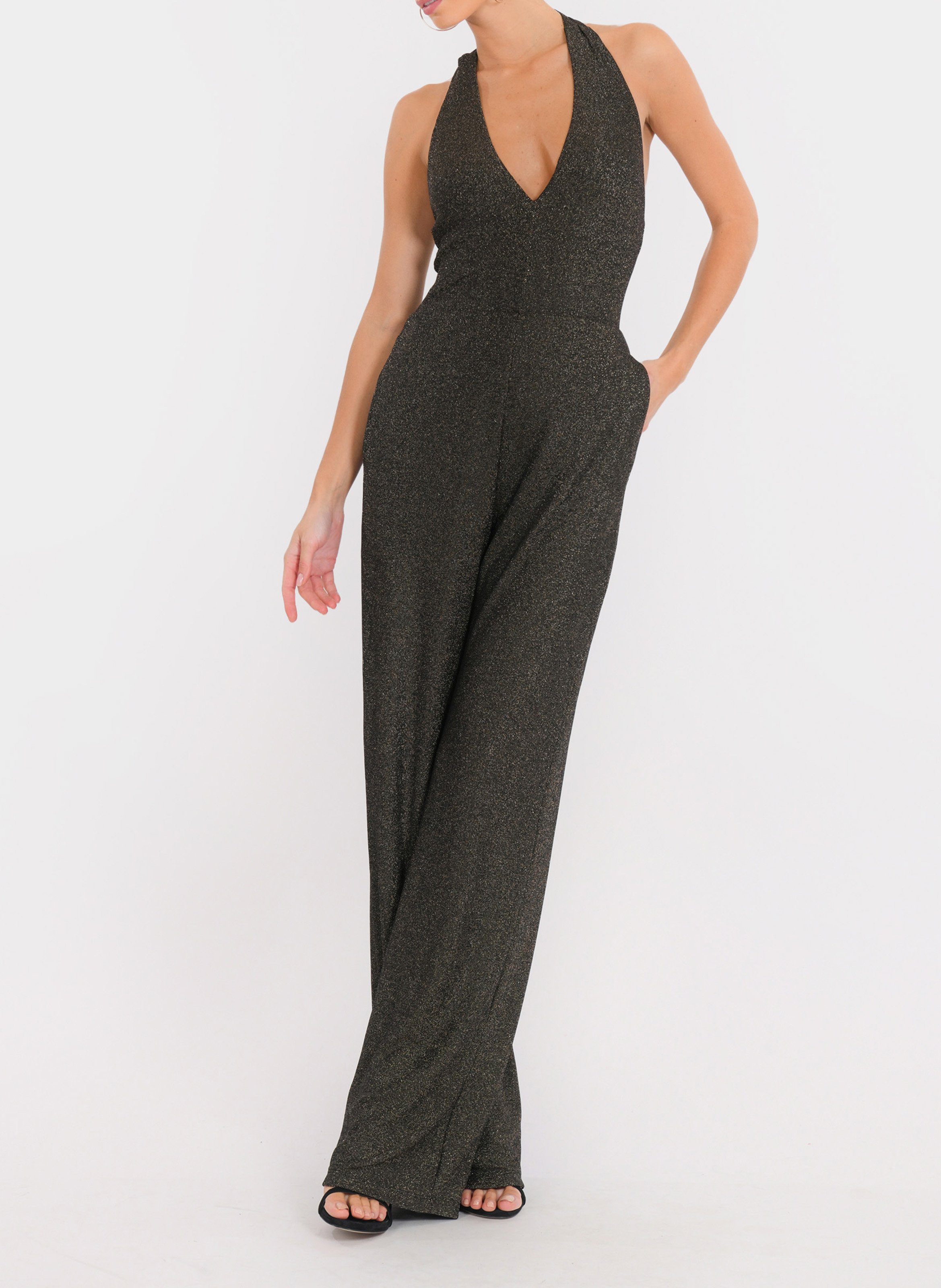 Combinaison fluide pailleté sans manches KOOKAI Doré