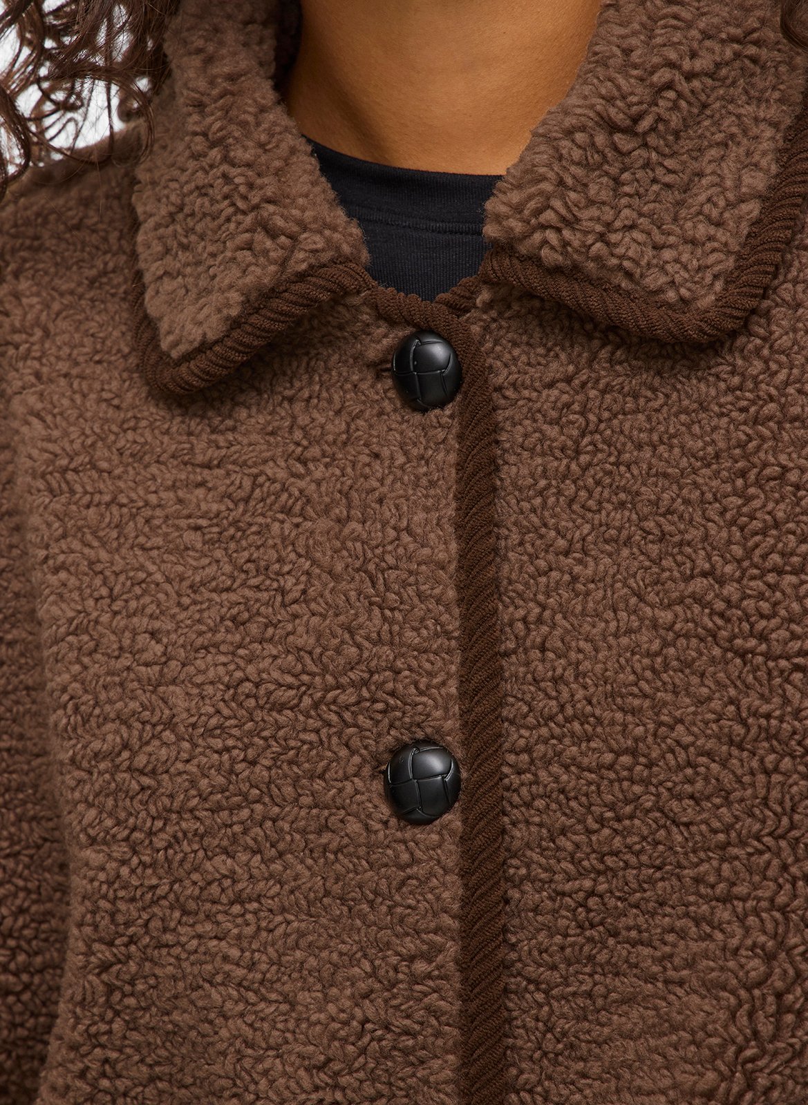 Sherpa classic-collar jacket VILA Brown